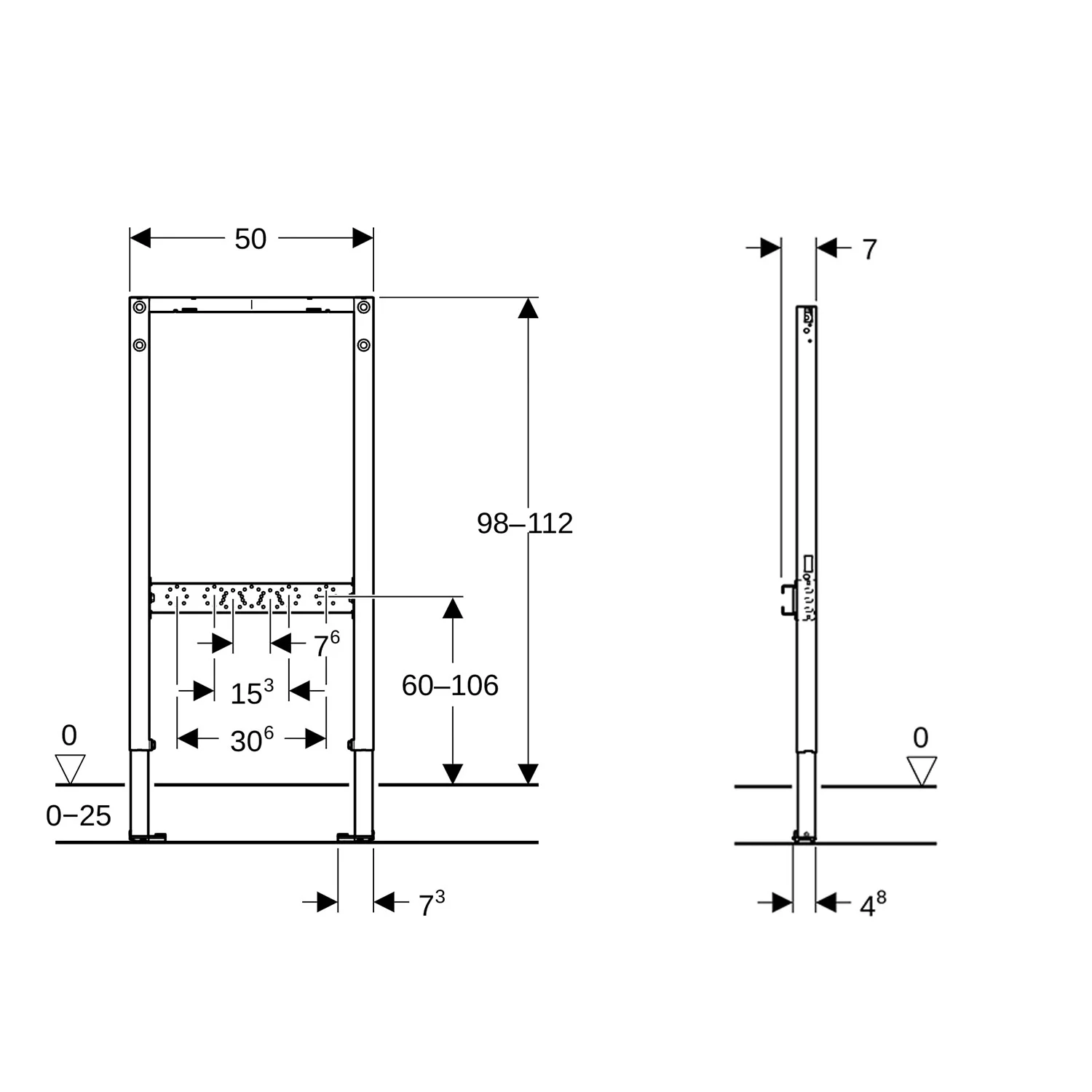 Geberit Duofix Element für Dusche und Badewanne, 98–112 cm, Wandarmatur Aufputz Bild 3