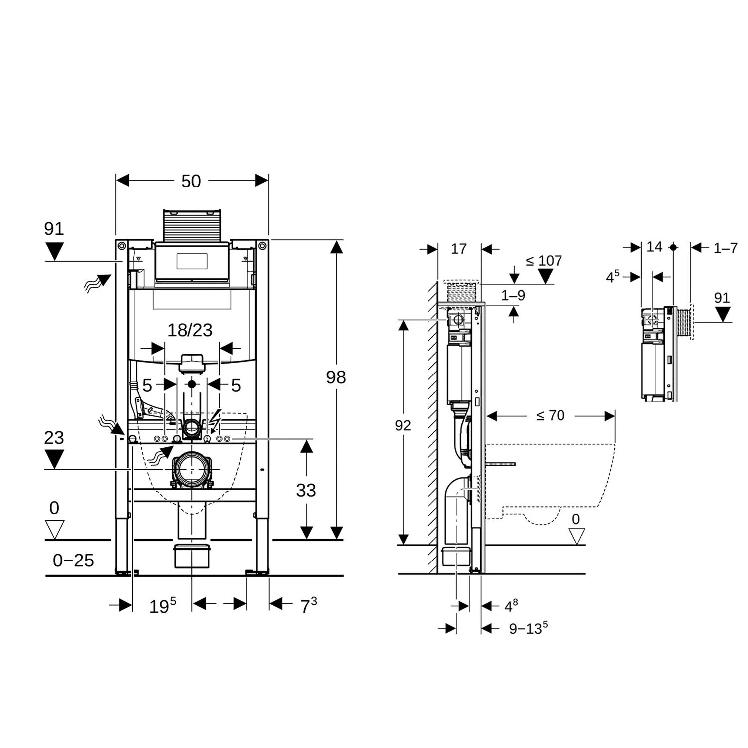 Geberit Duofix Element für Wand-WC, 98 cm mit Omega Unterputzspülkasten 12 cm Bild 3