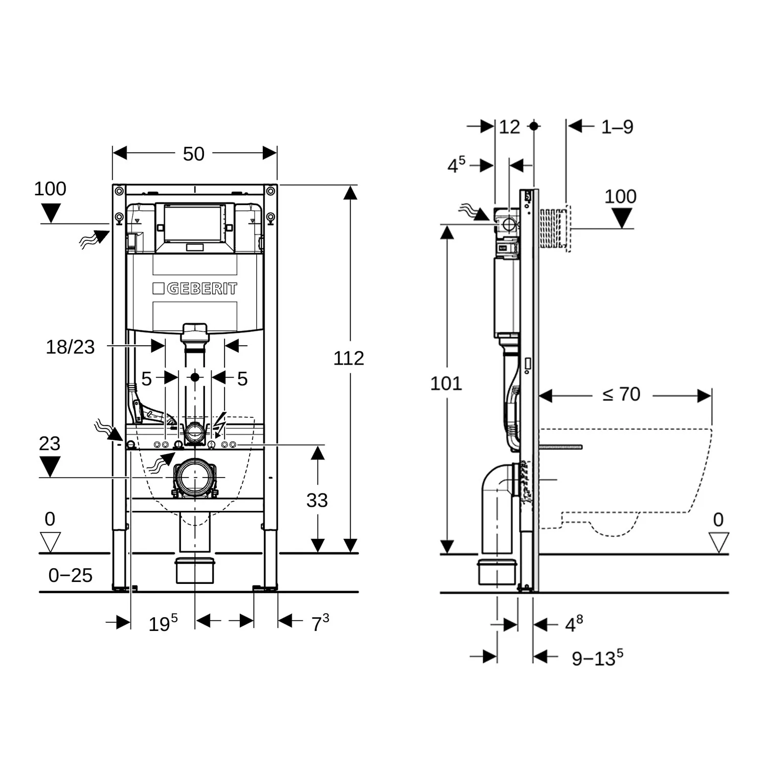 Geberit Duofix Element für Wand-WC, 112 cm mit Omega Unterputzspülkasten 12 cm Bild 3