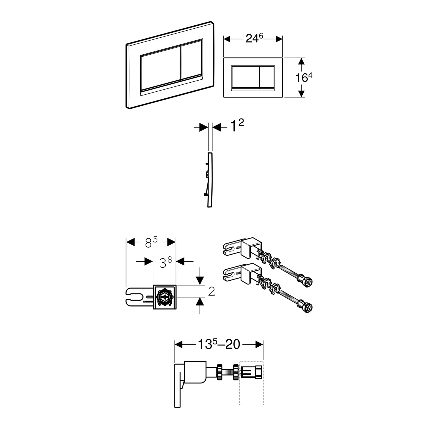 Geberit Komplettset Duofix Element, iCon WC mit WC-Sitz und Sigma 20 squareBetätigungsplatte Bild 7