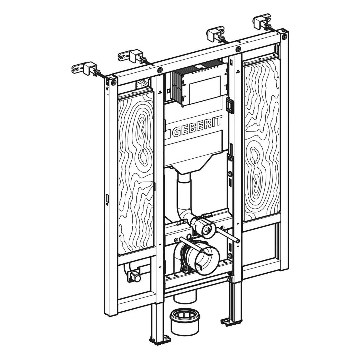 Geberit Duofix Element für Wand-WC, 112 cm, mit Sigma UP-Spülkasten 12 cm, barrierefrei, für Stütz- und Haltegriffe, für Betätigung von vorne Bild 2