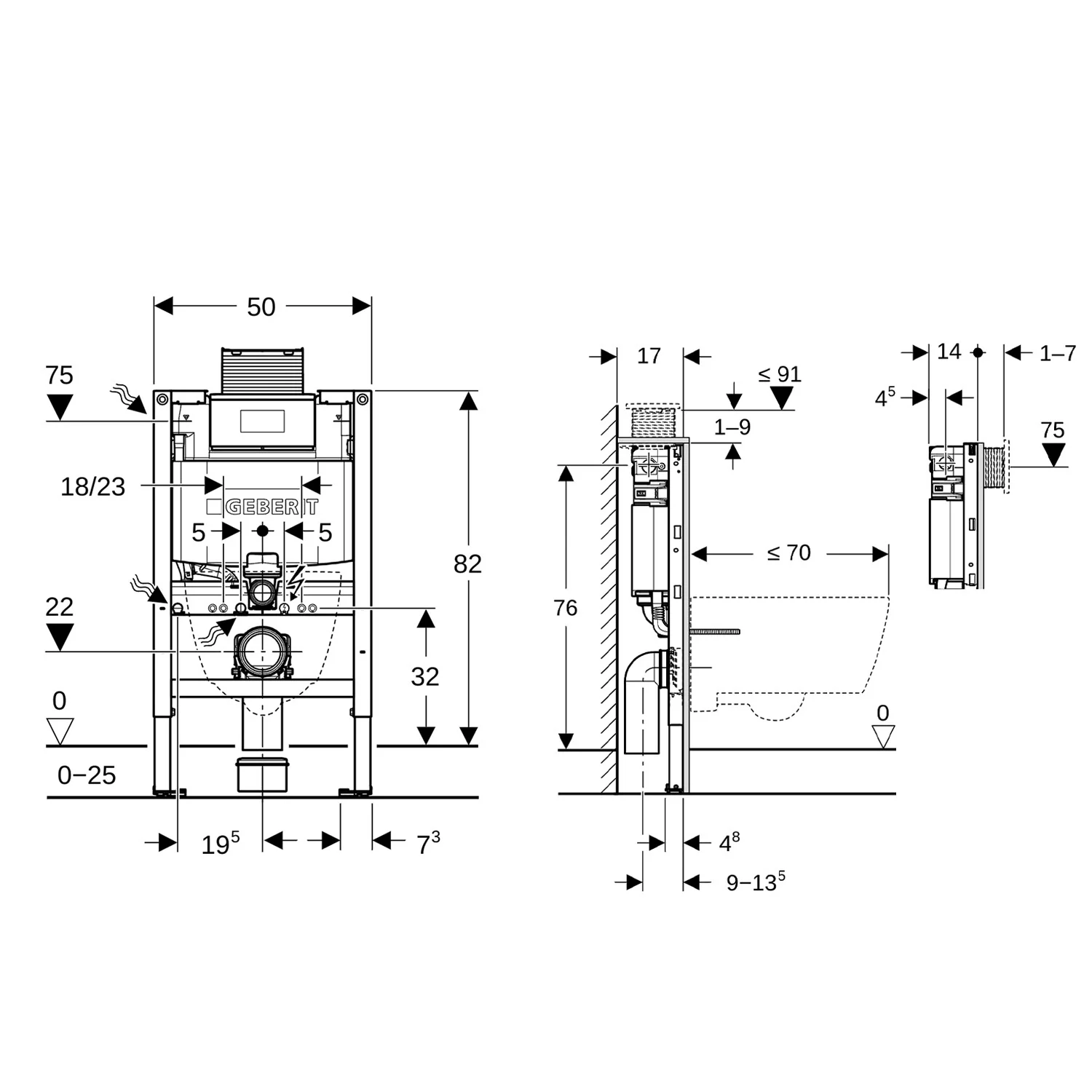 Geberit Duofix Element für Wand-WC, 82 cm, mit Omega UP-Spülkasten 12 cm Bild 3