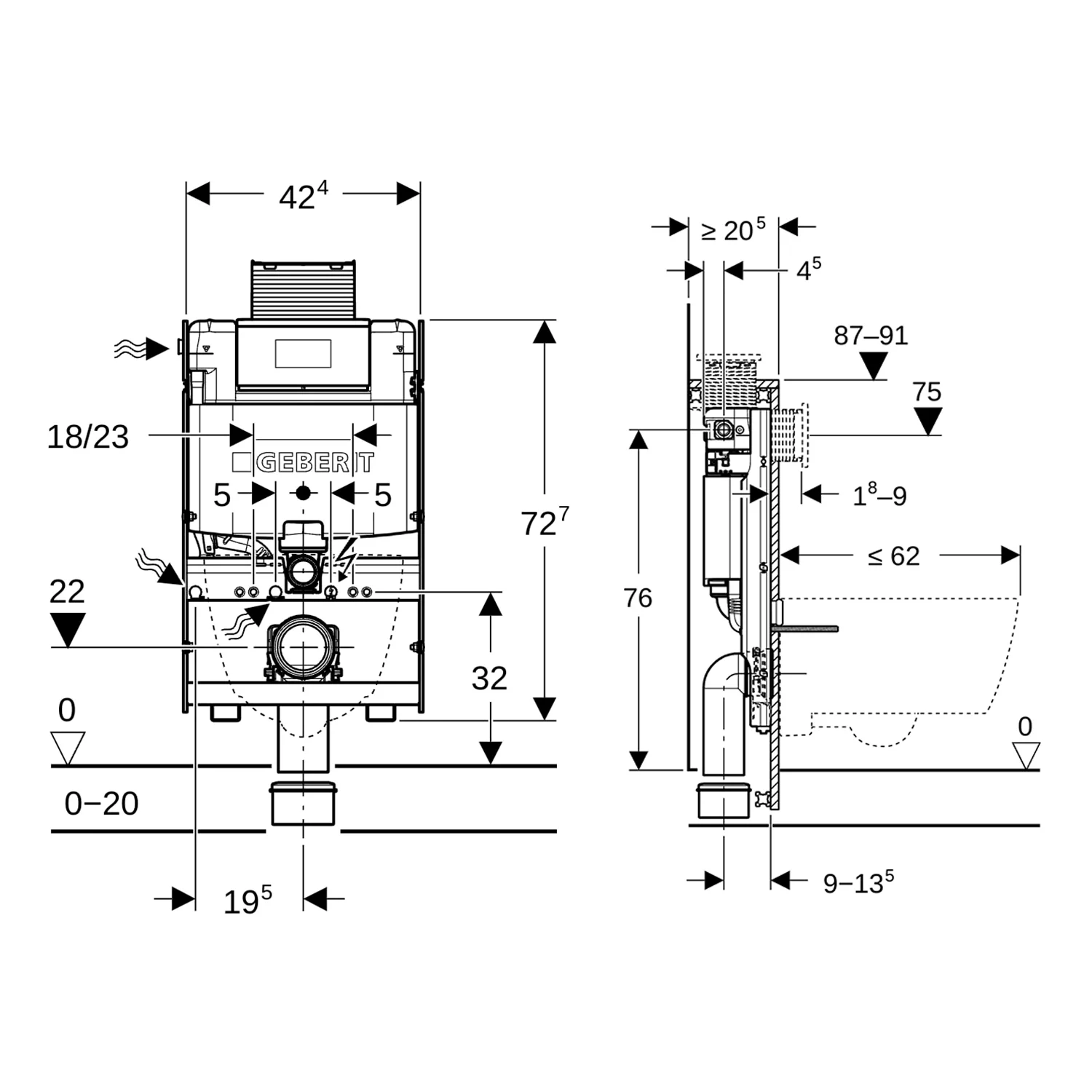 Geberit GIS Element für Wand-WC 87 cm mit Omega UP-Spülkasten 12 cm Bild 3