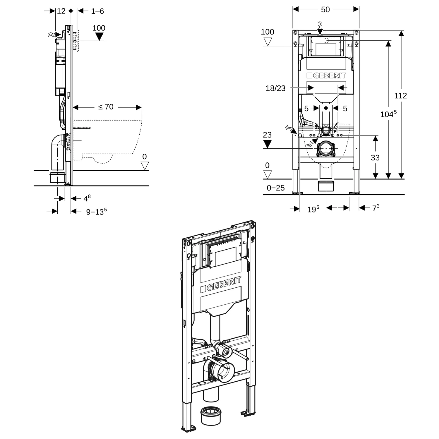 Geberit Komplettset Duofix Element, iCon WC mit WC-Sitz und Sigma 20 squareBetätigungsplatte Bild 6