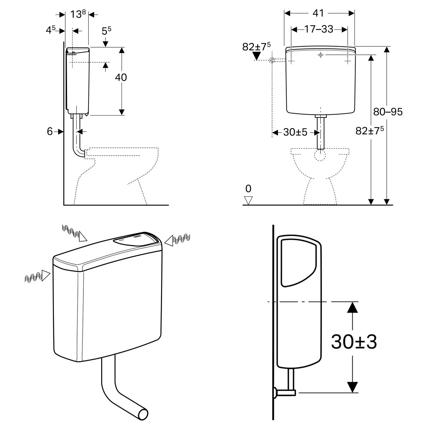 Geberit AP-Spülkasten AP140 tiefhängend mit Spül-Stopp-Spülung Bild 3