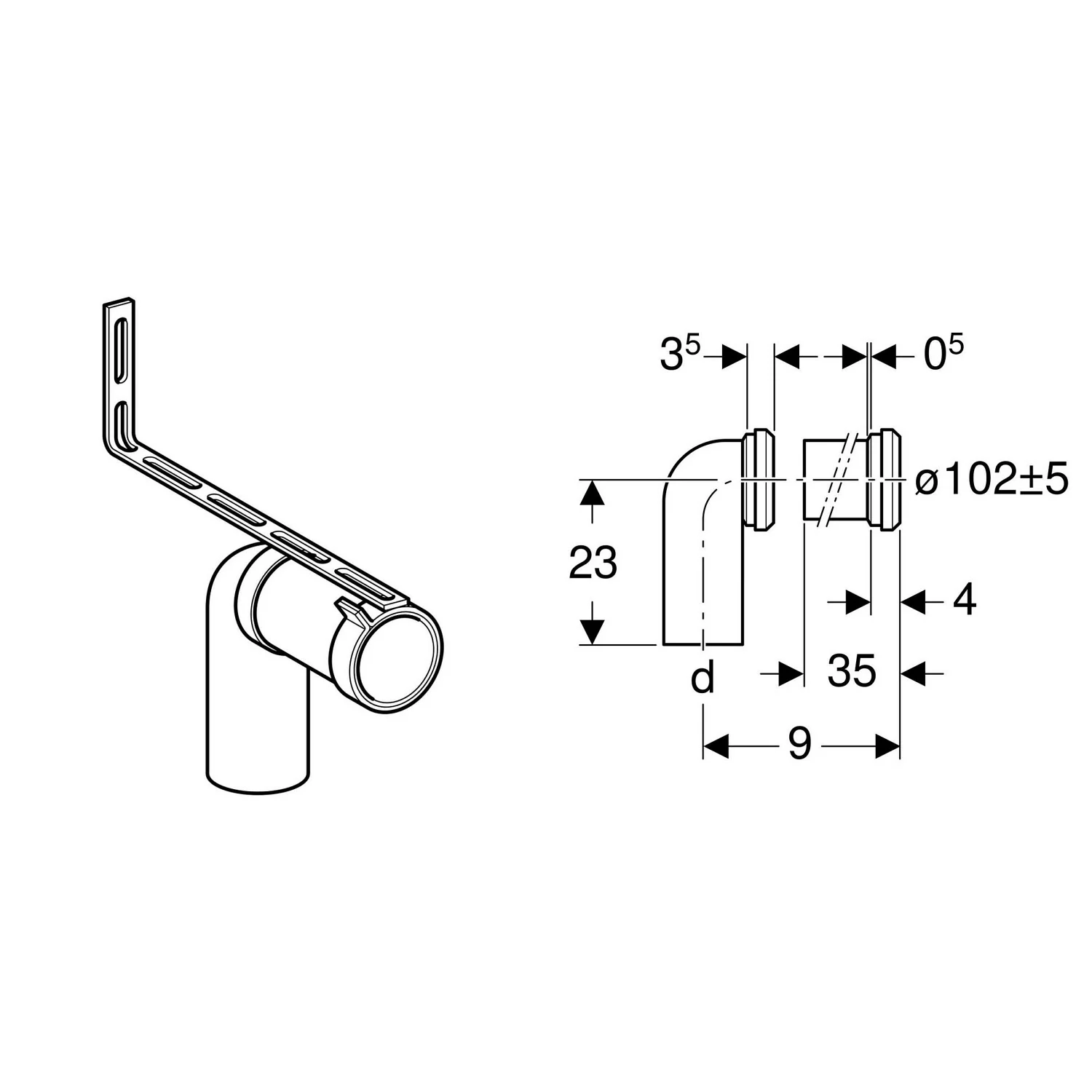 Geberit WC-Anschluss-Set für Stand-WC Abgang waagerecht & senkrecht Bild 2