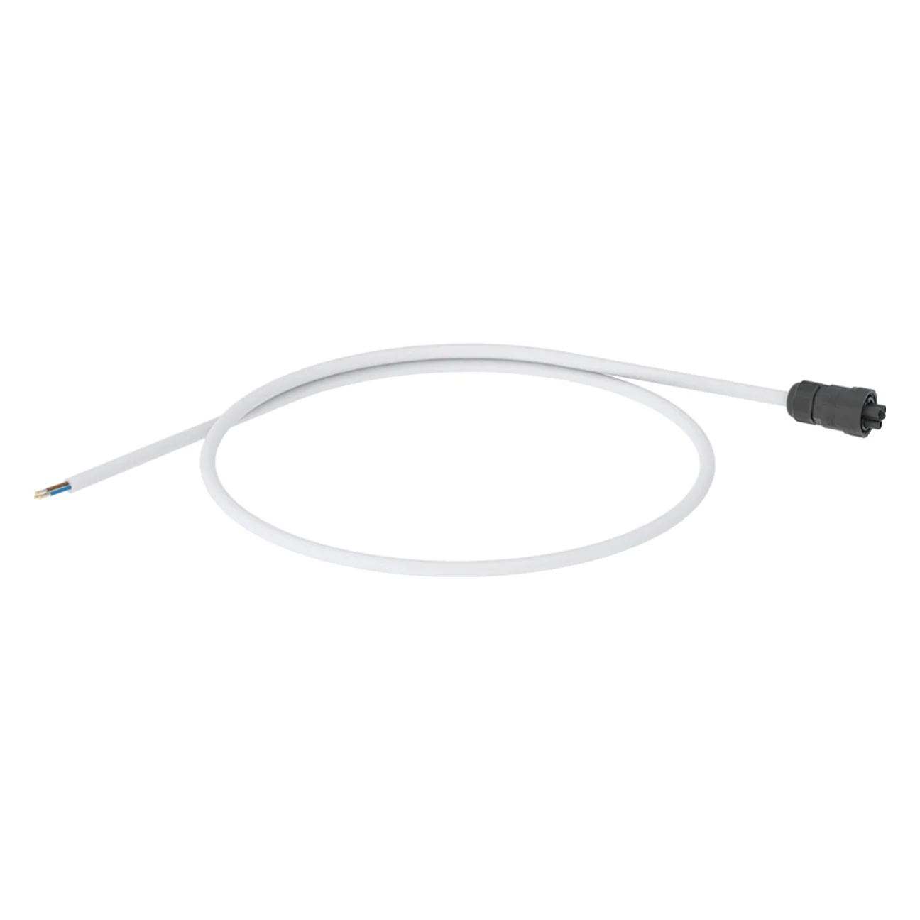 Biały kabel zasilający z czarnym złączem widok z boku, Geberit