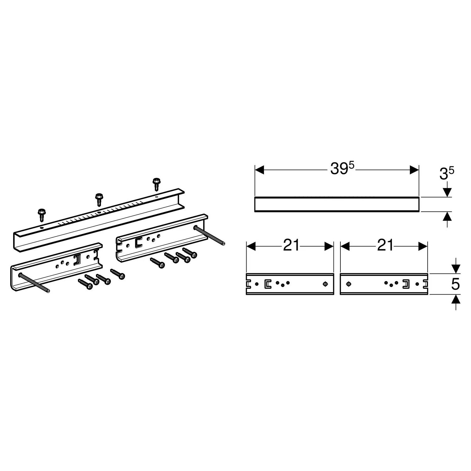 Geberit Duofix Bausatz zur Befestigung von Waschtisch mit Befestigungsabstand 38-58 cm Bild 2