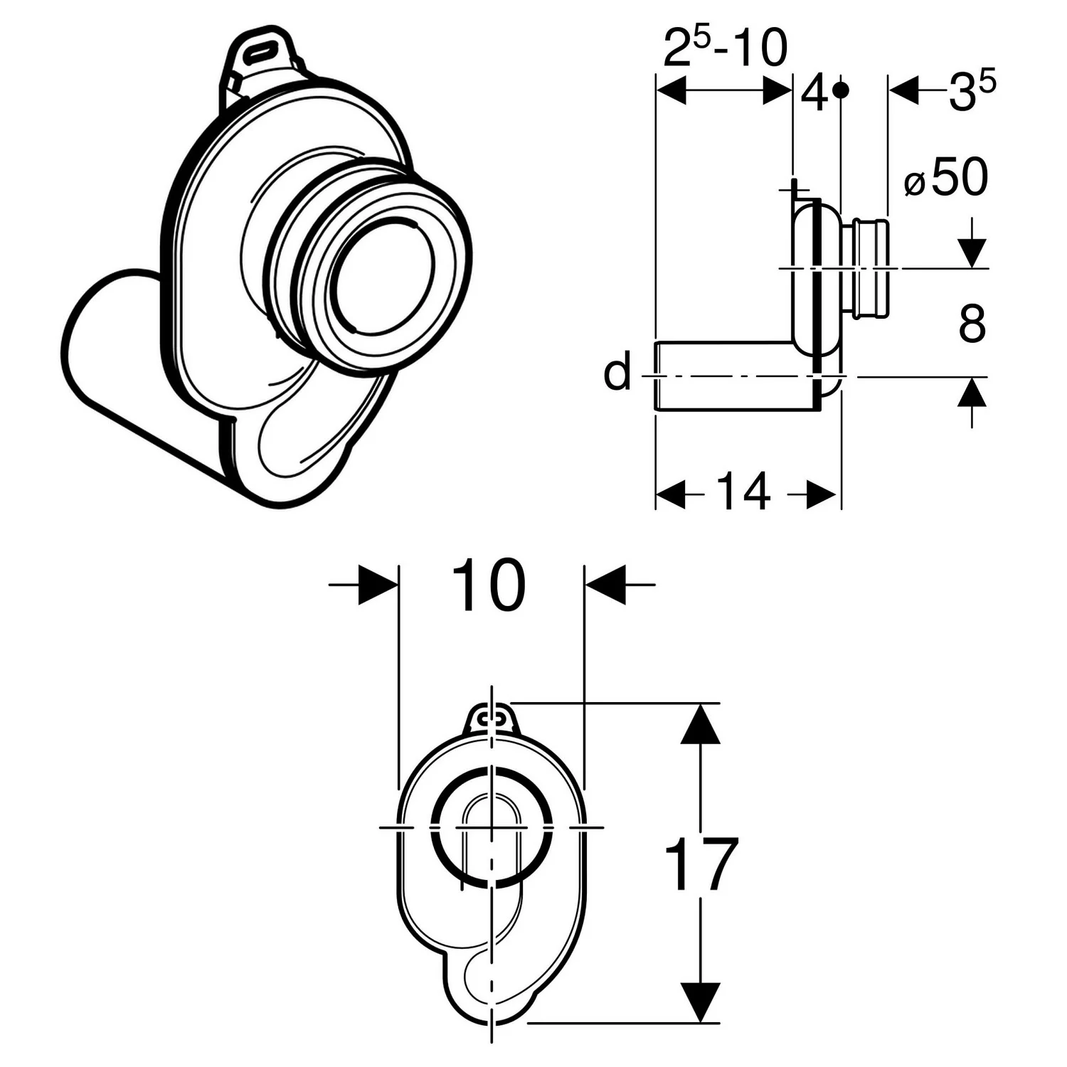 Geberit Urinalabsaugesiphon JetEx Abgang waagerecht Bild 2