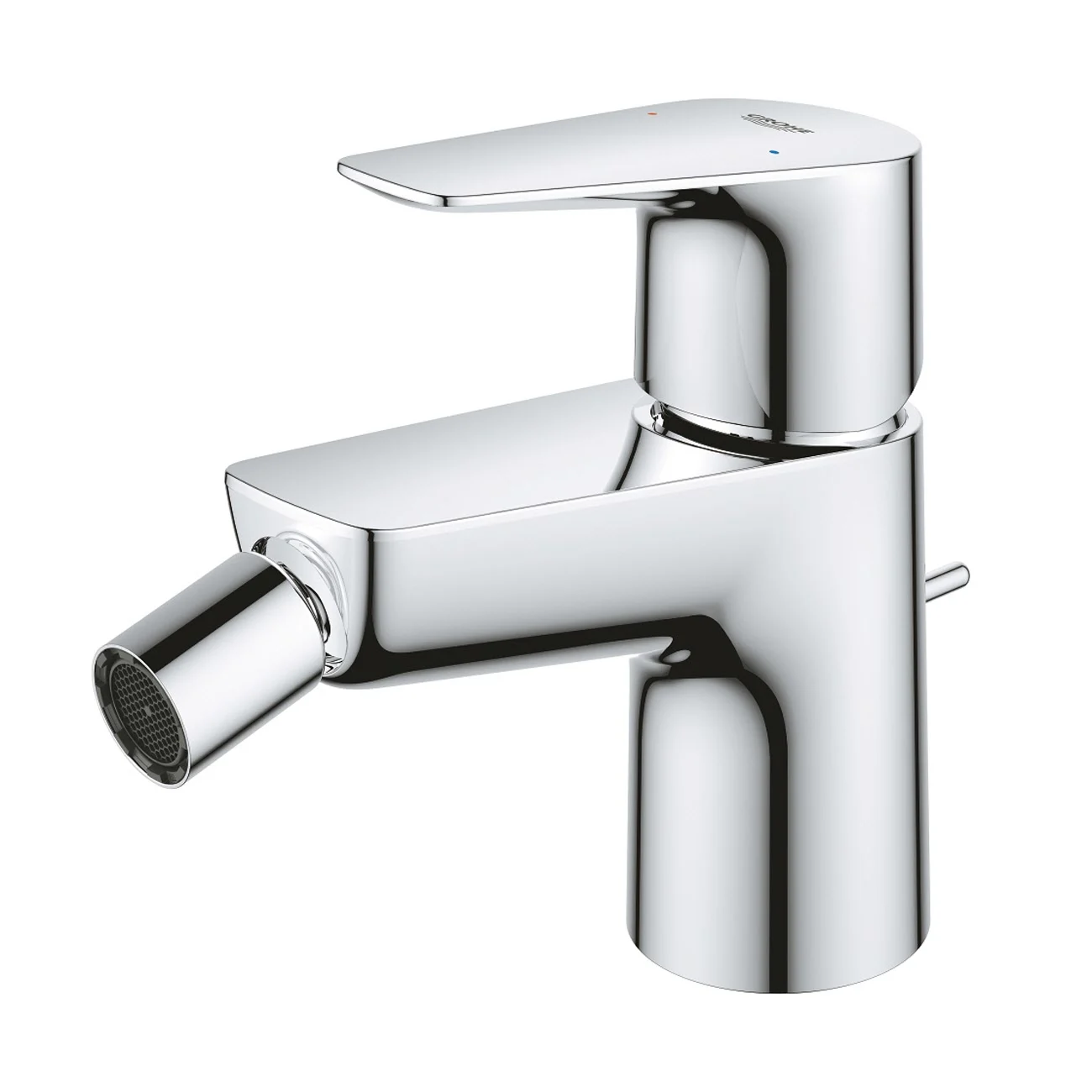 Widok z boku chromowanej baterii bidetowej, Grohe