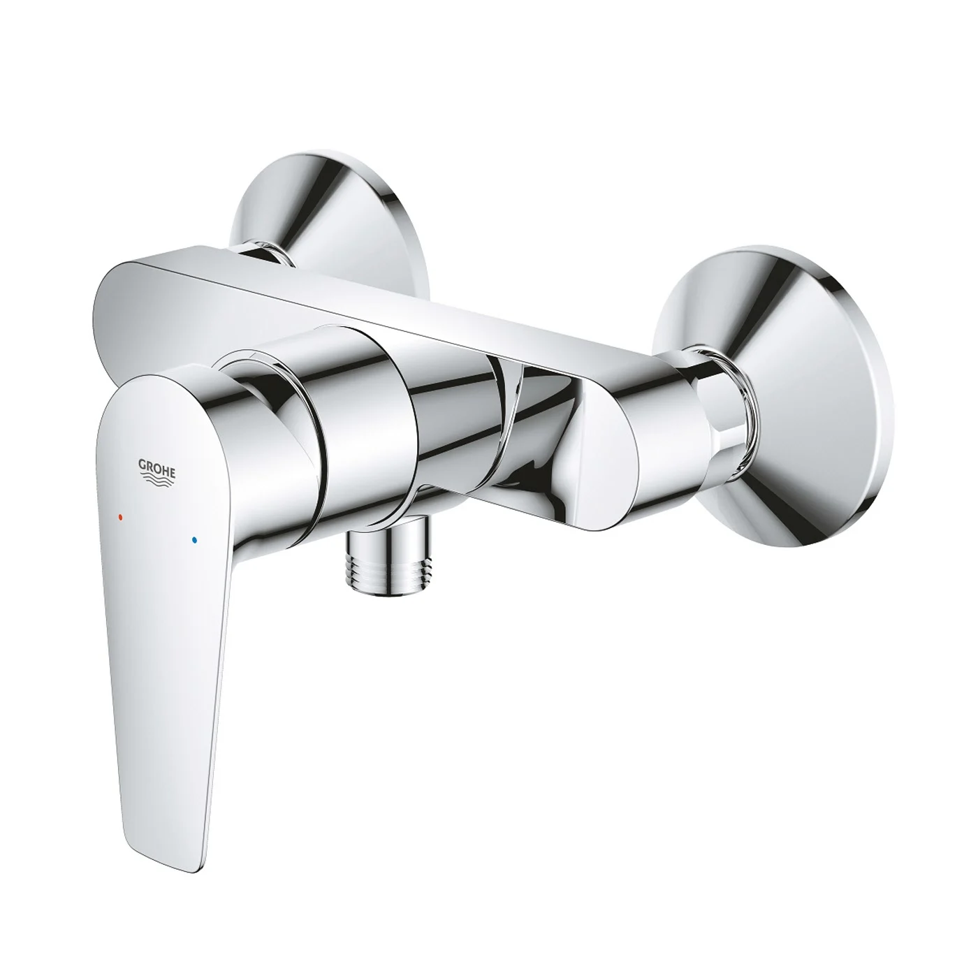 Chromowana bateria prysznicowa widok z przodu, Grohe