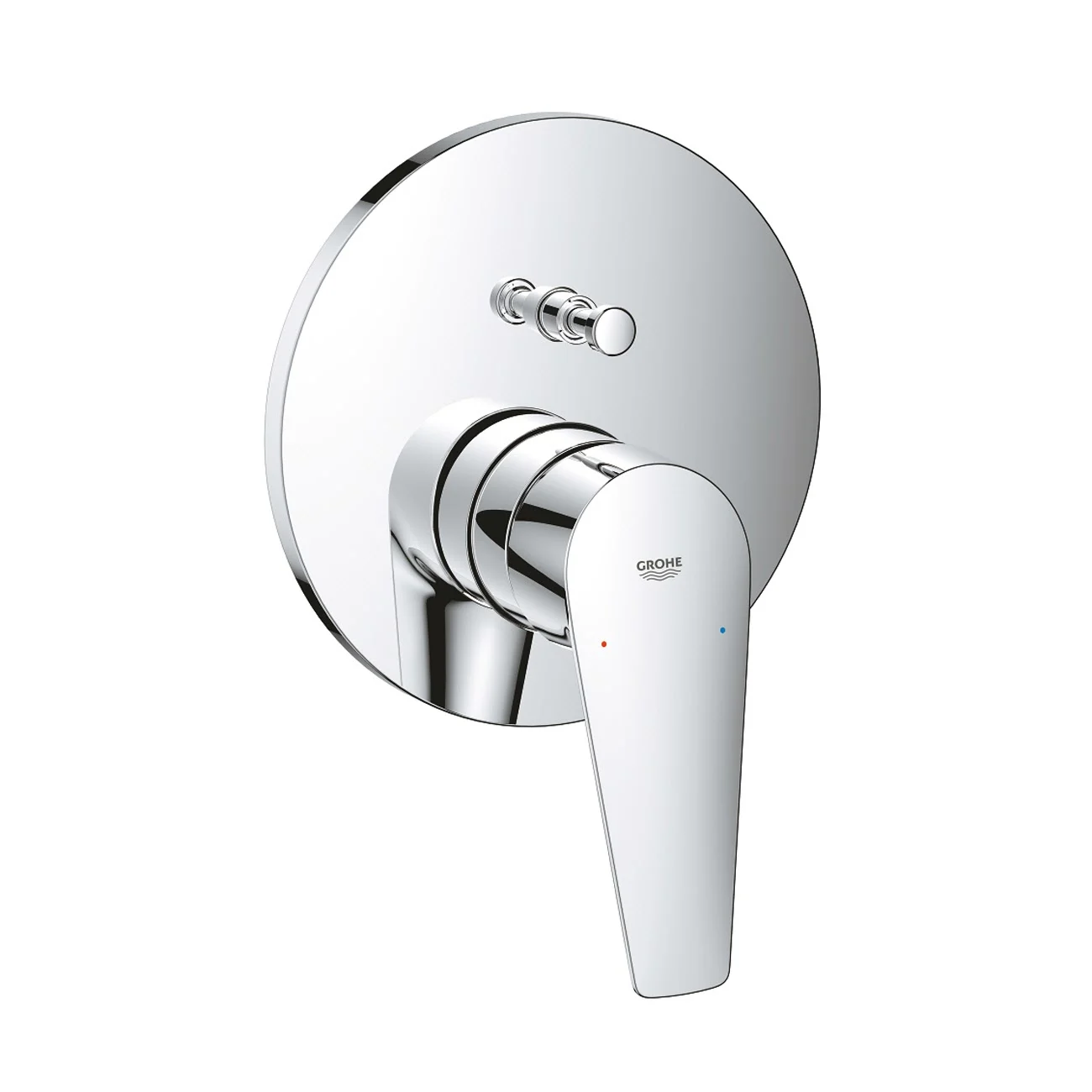 Chromowana bateria wannowa z widokiem z boku, Grohe