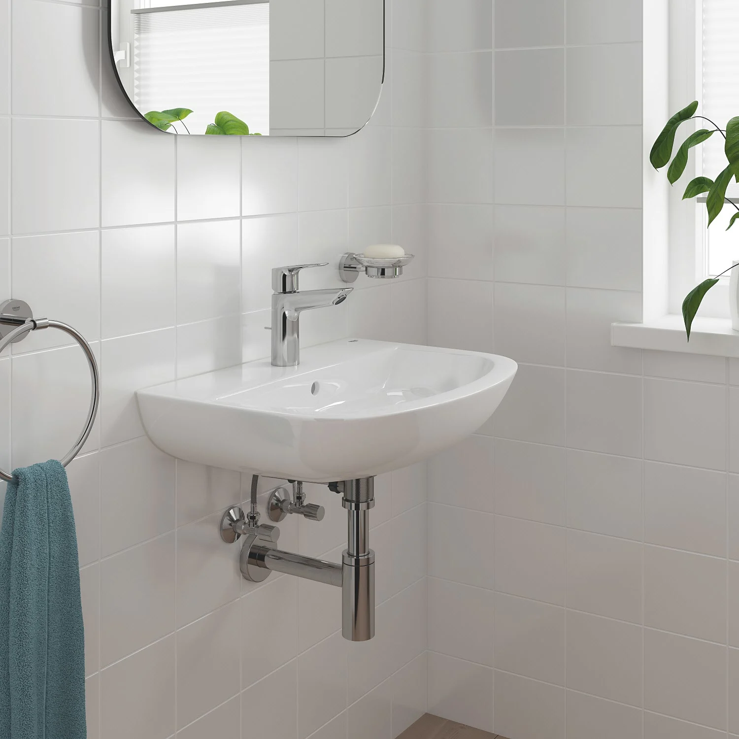 Łazienka z umywalką i uchwytem na ręczniki, Grohe