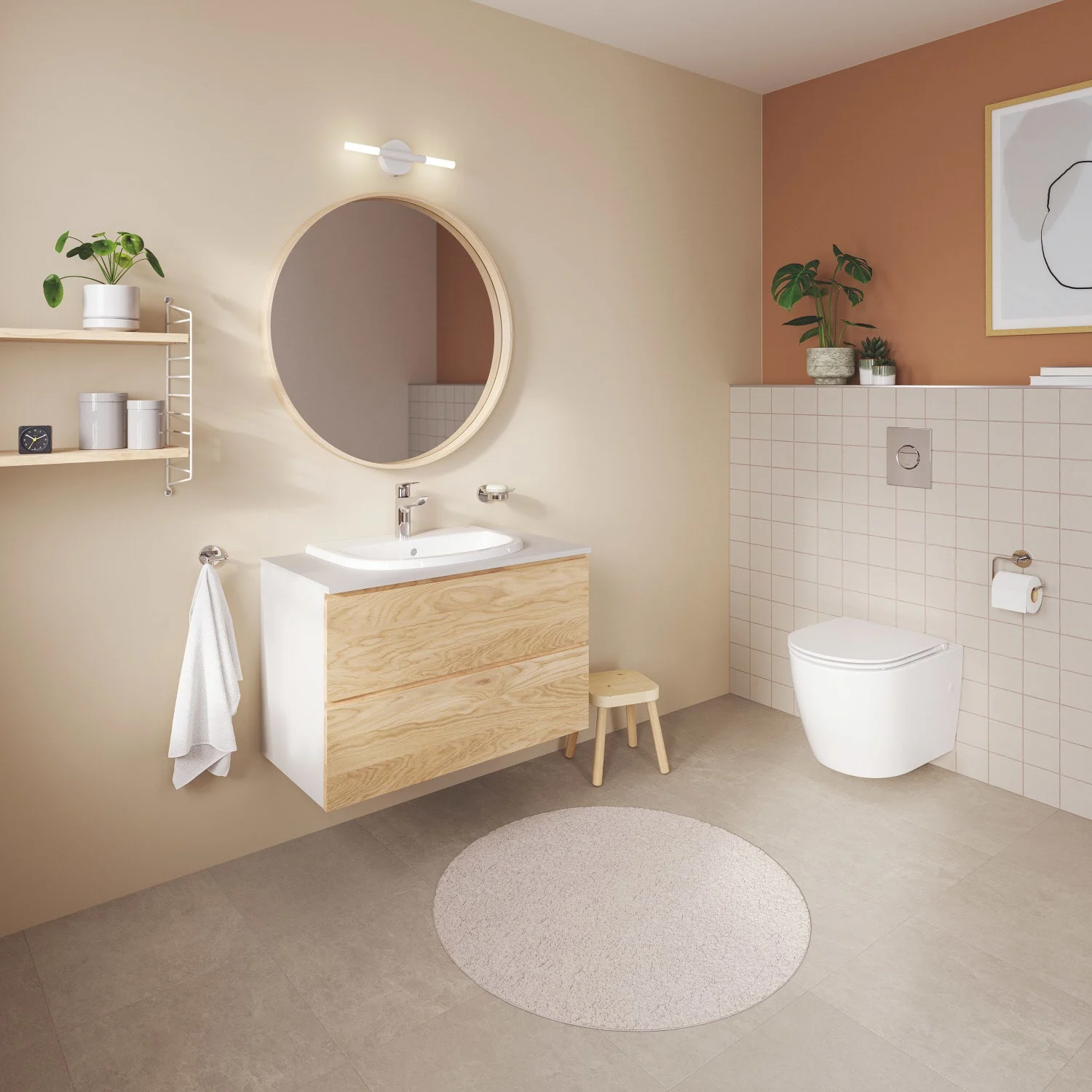 Łazienka z umywalką i lustrem, Grohe