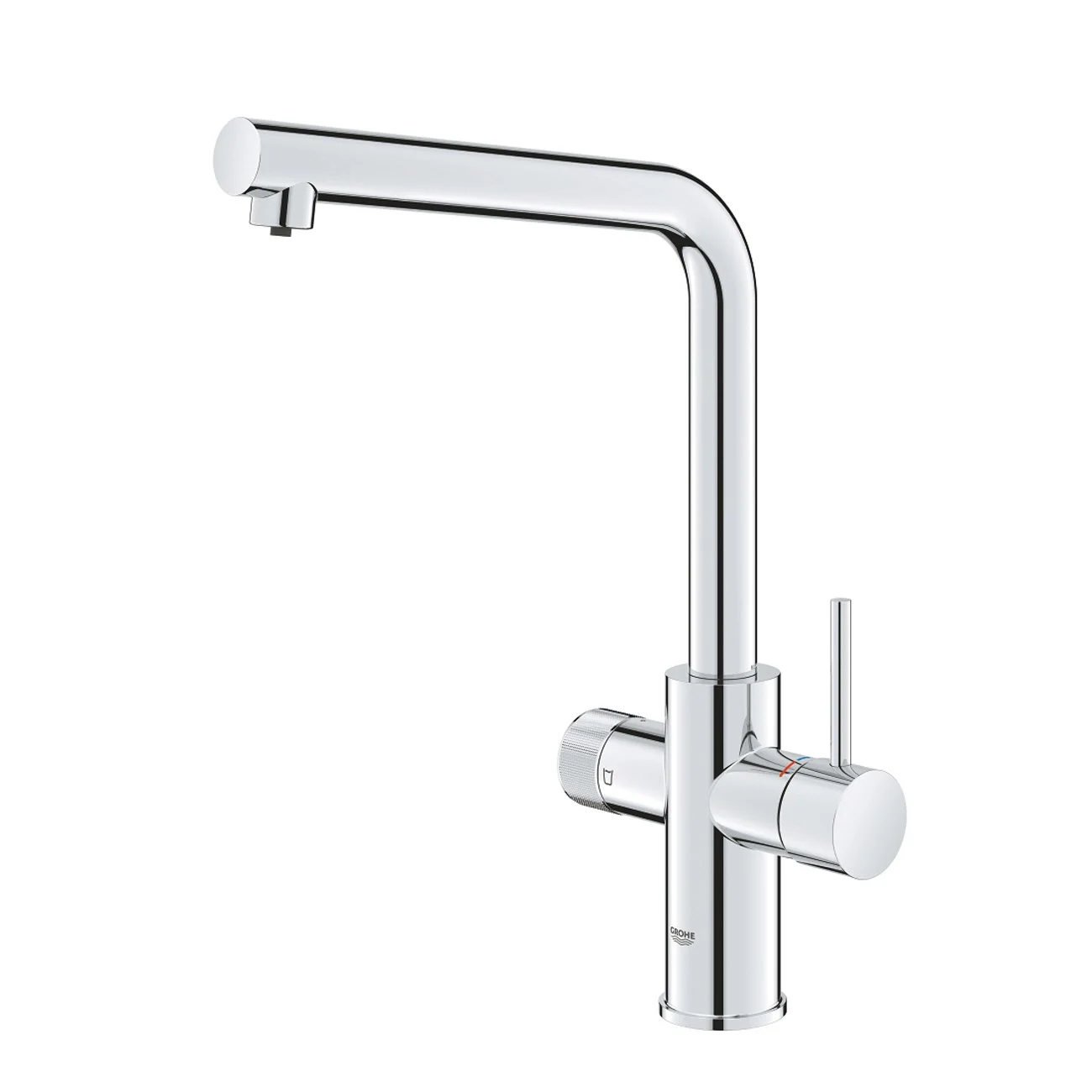 Pojedyncza bateria chromowana widok z boku, Grohe