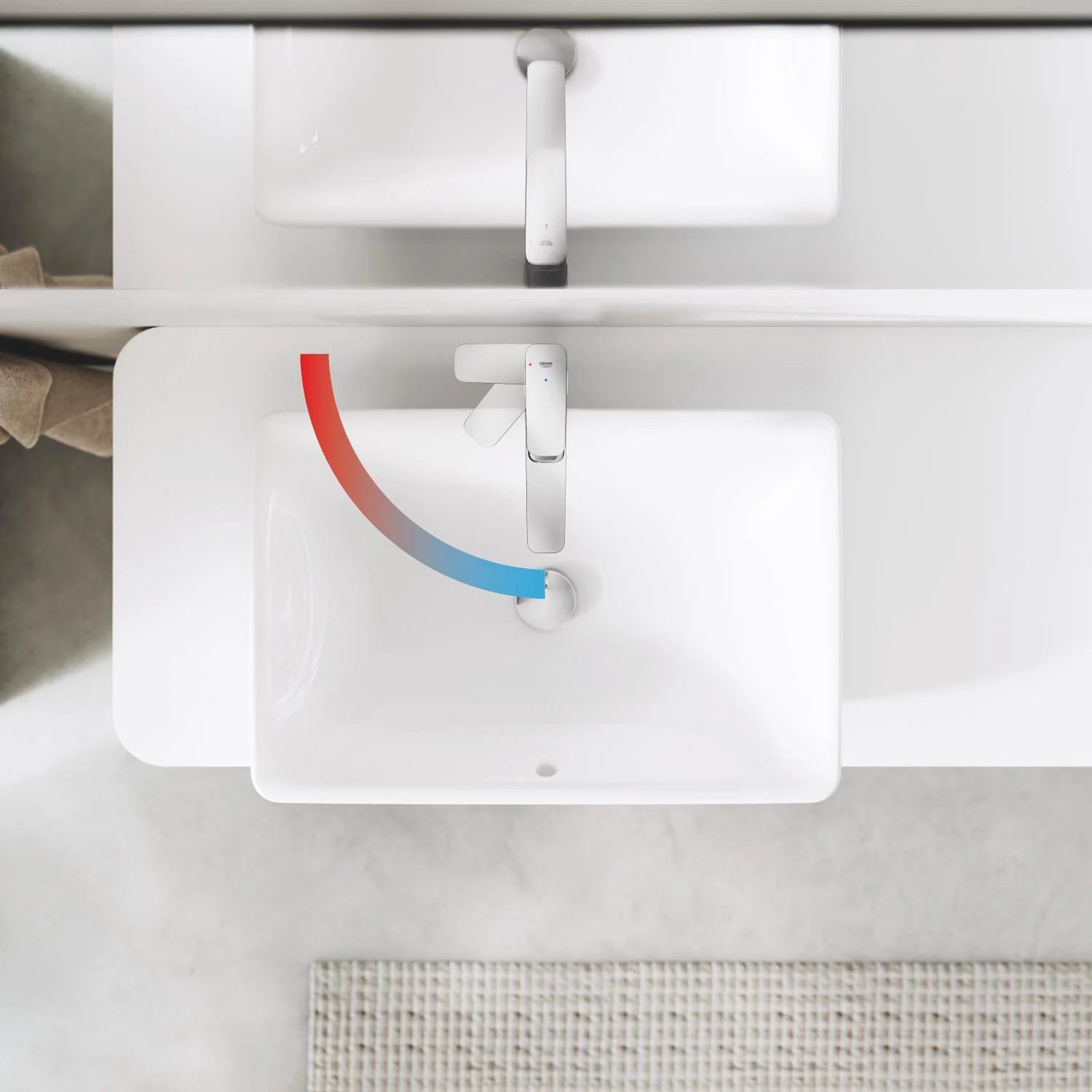 Umywalka z baterią jednouchwytową z góry, Grohe
