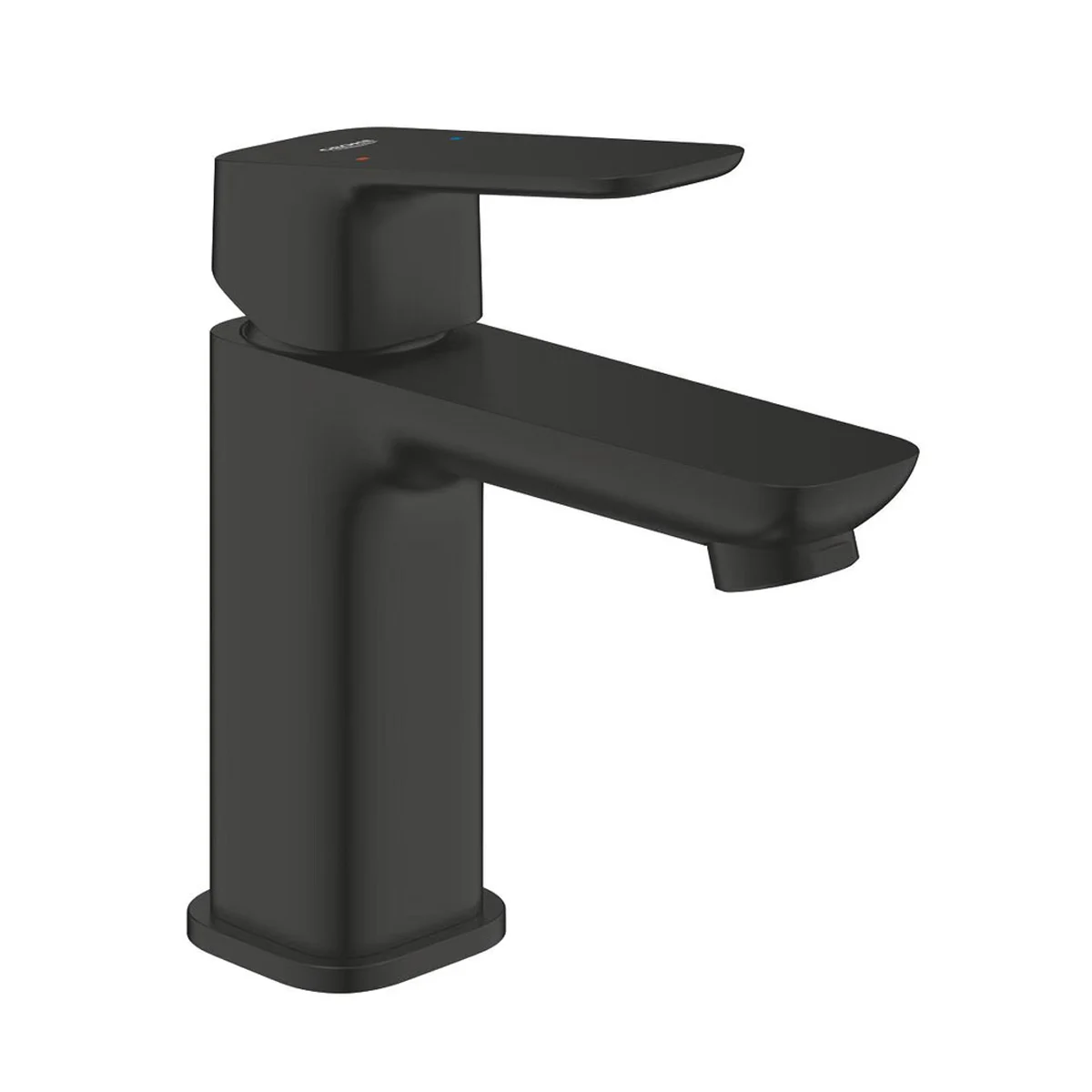 Matowa czarna bateria umywalkowa z widokiem z boku, Grohe