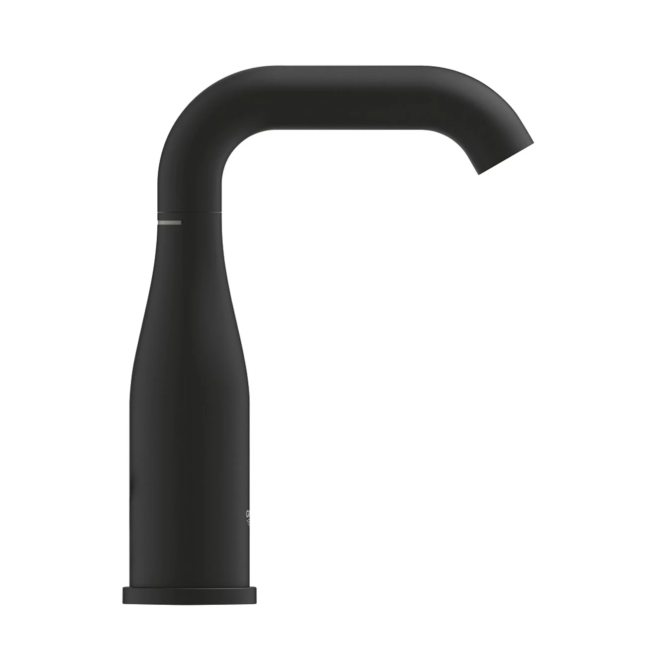 Czarna bateria umywalkowa widok z boku, Grohe