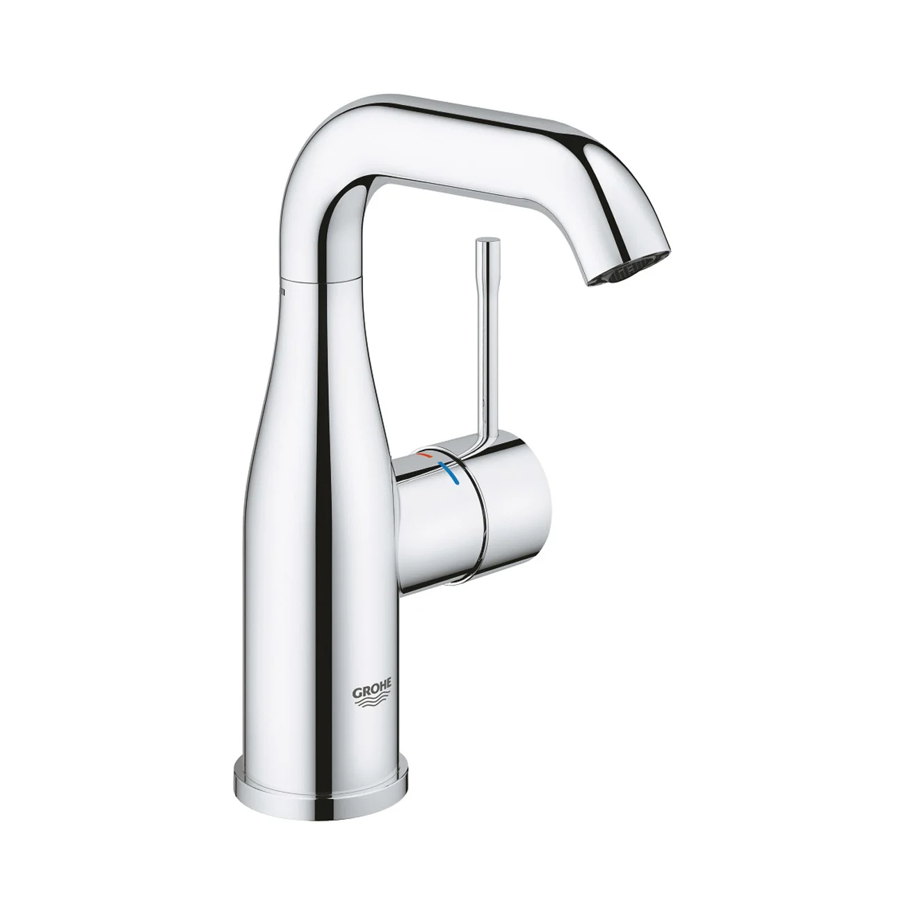 Chromowana bateria umywalkowa widok z przodu, Grohe