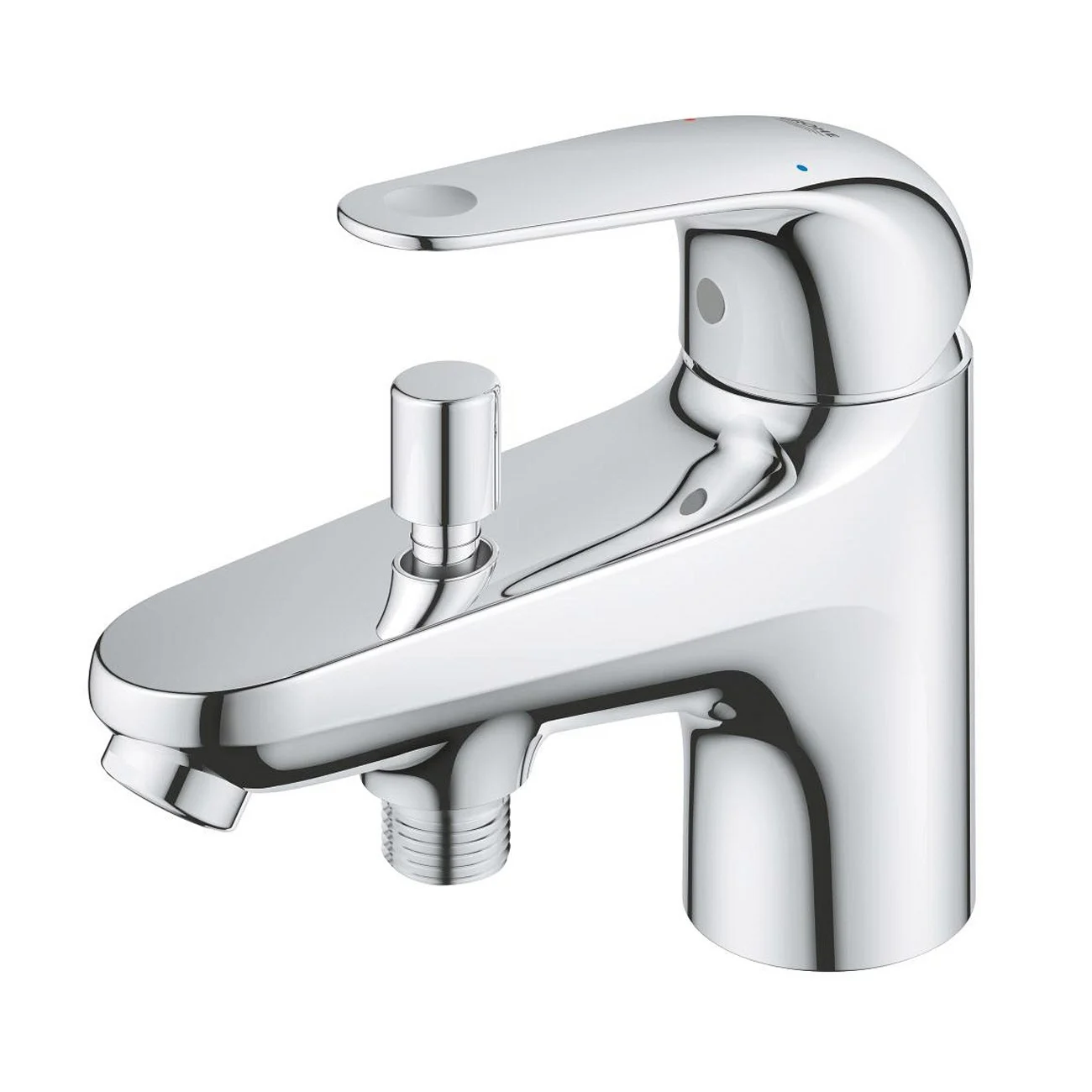 Chromowana bateria wannowa widok z przodu, Grohe
