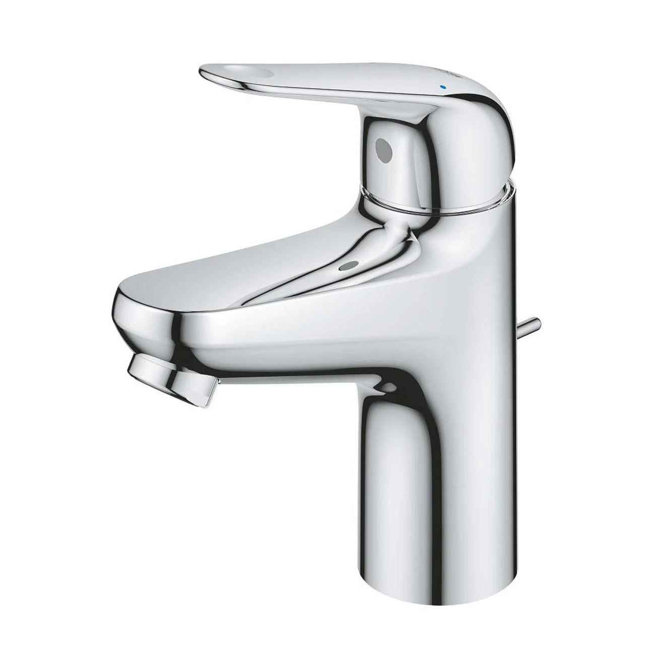 Chromowana bateria umywalkowa widok z przodu, Grohe