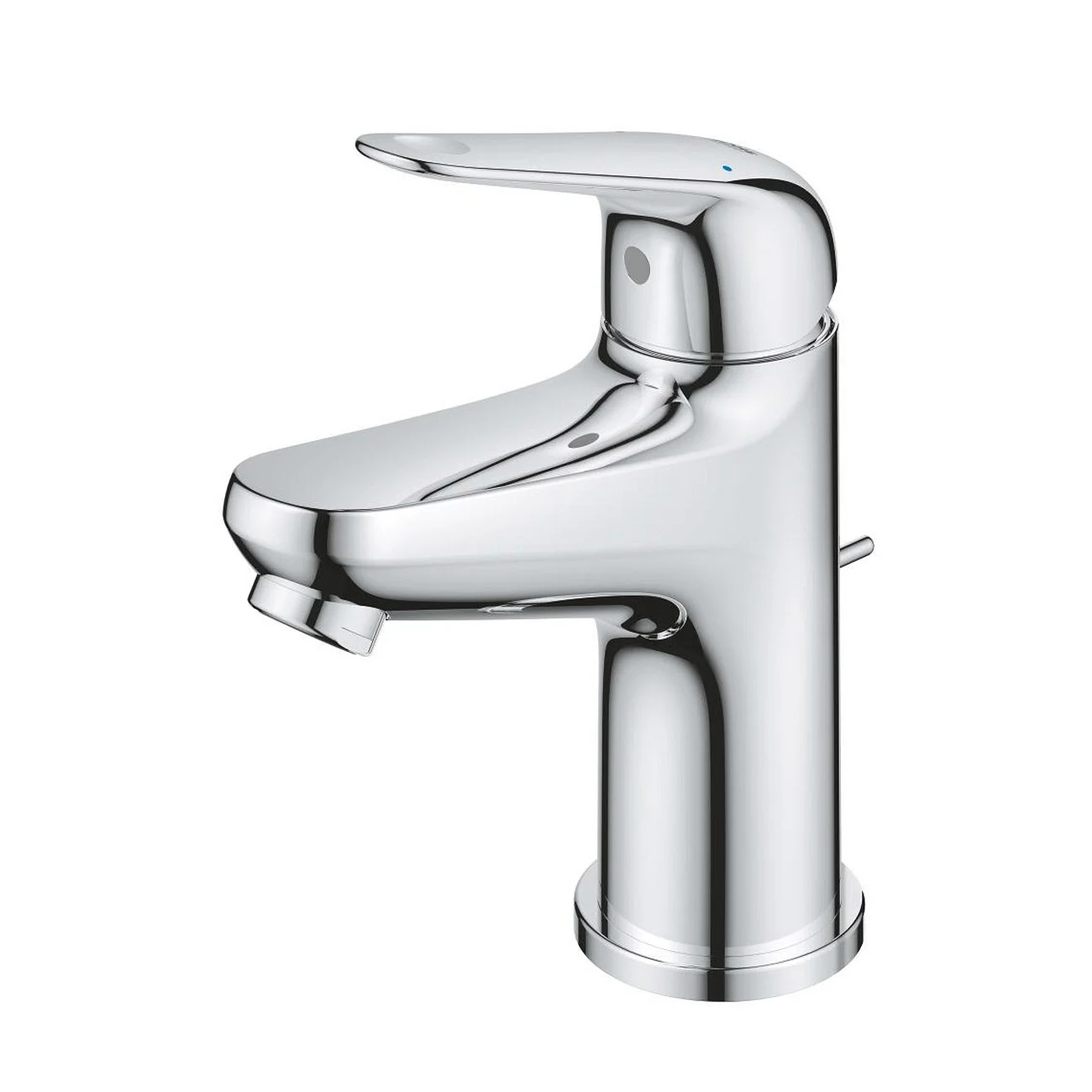 Chromowana bateria umywalkowa widok z przodu, Grohe