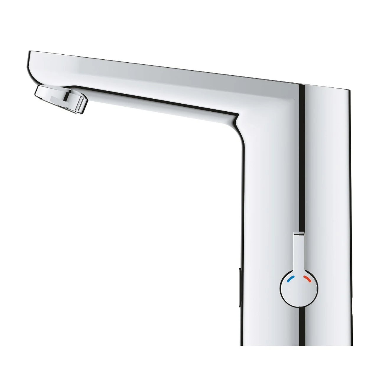 Chromowana bateria z regulacją temperatury w widoku bocznym, Grohe