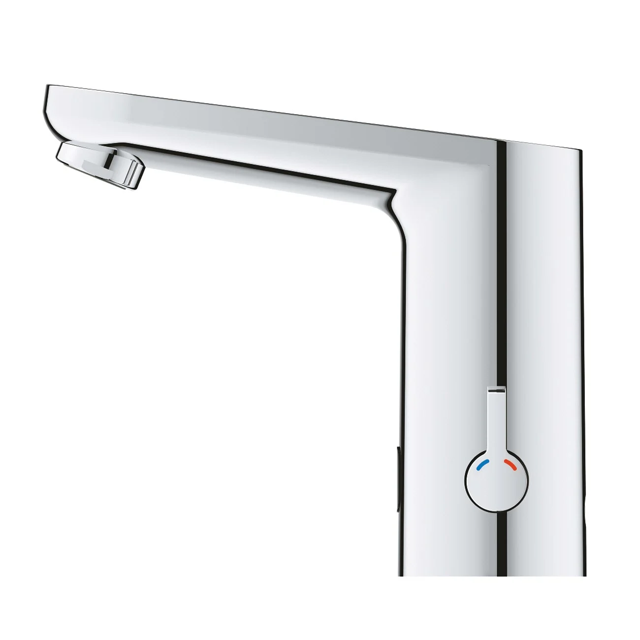 Chromowana bateria z regulacją temperatury w widoku bocznym, Grohe