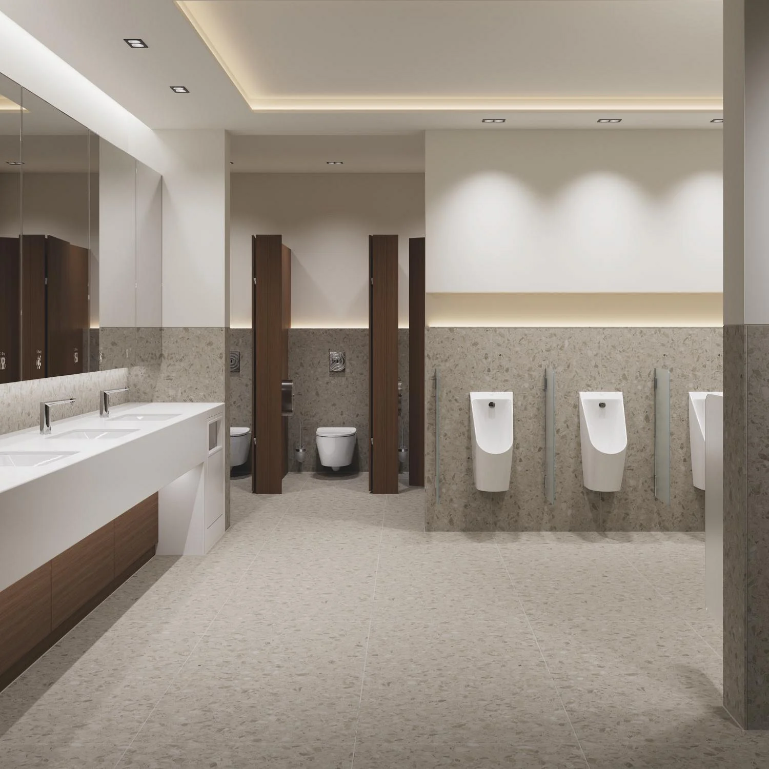 Toalety publiczne z umywalkami i pisuarami, Grohe