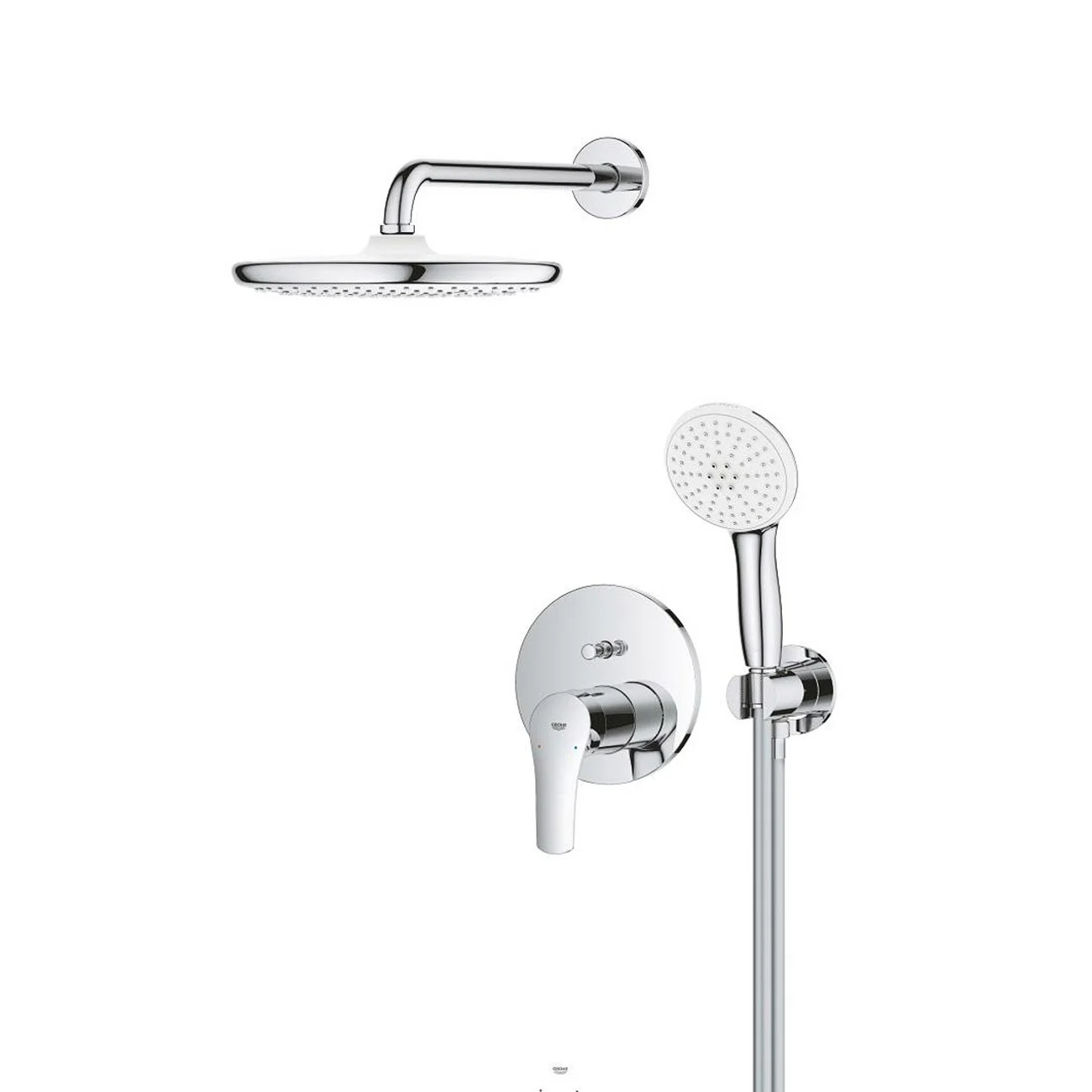 System prysznicowy widok z przodu, chromowane wykończenie, Grohe