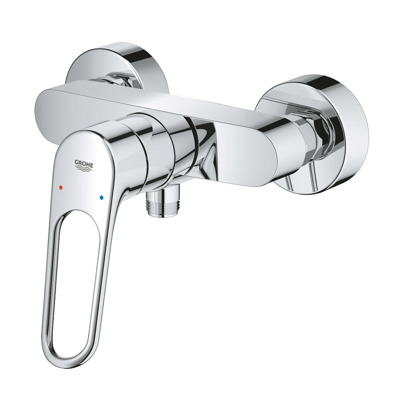 Chromowana bateria prysznicowa widok z przodu, Grohe