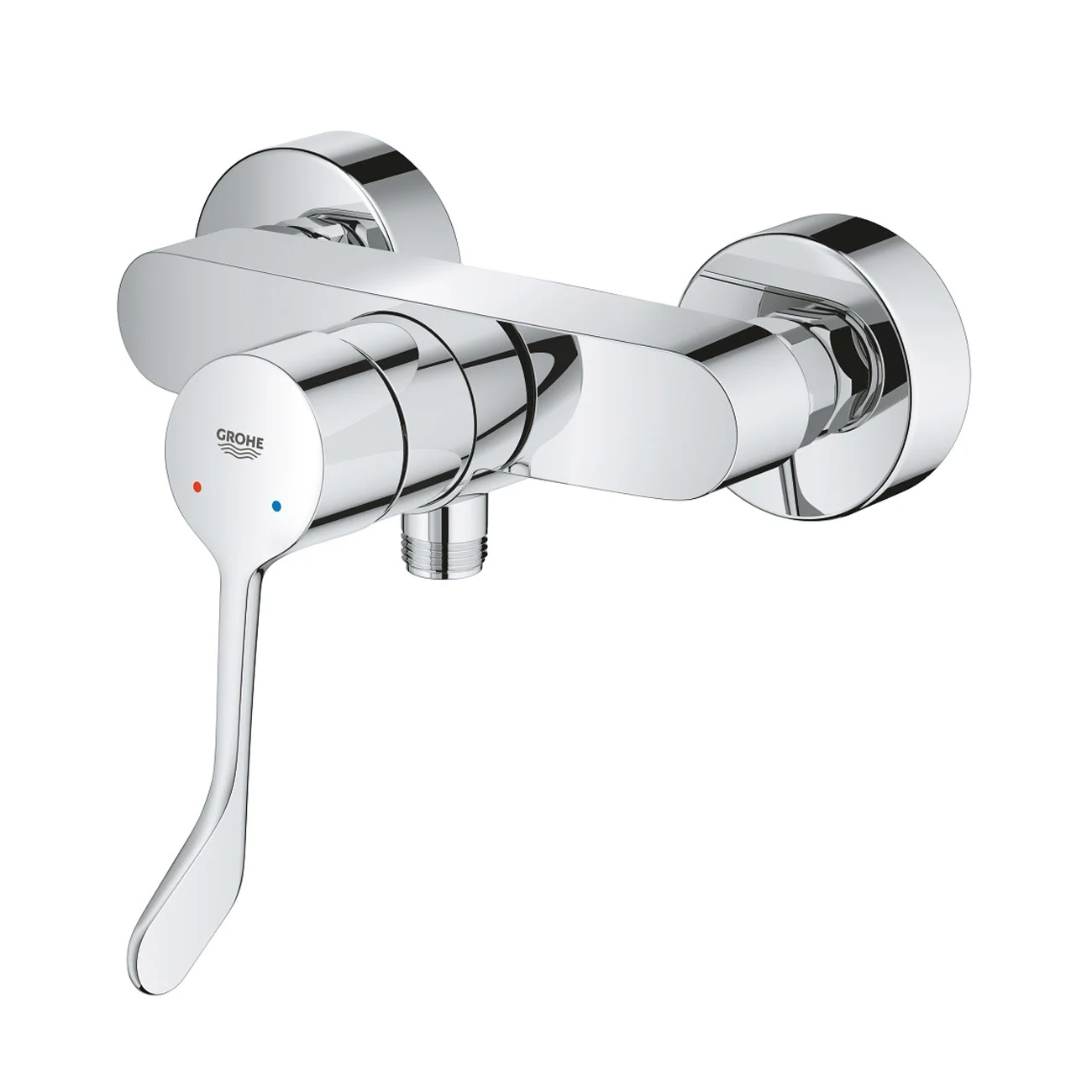 Chromowana bateria prysznicowa widok z przodu, Grohe