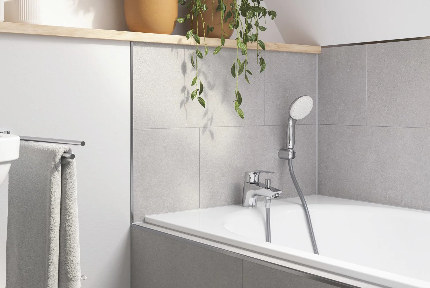 Chromowana armatura wannowa z prysznicem ręcznym, Grohe