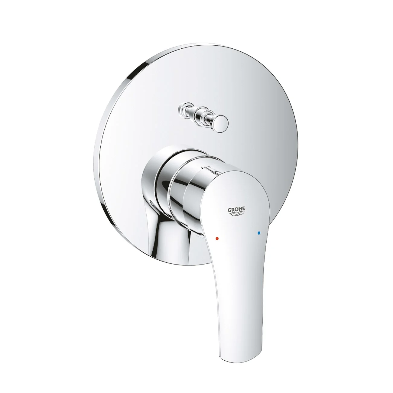 Chromowana bateria wannowa z widokiem z boku, Grohe