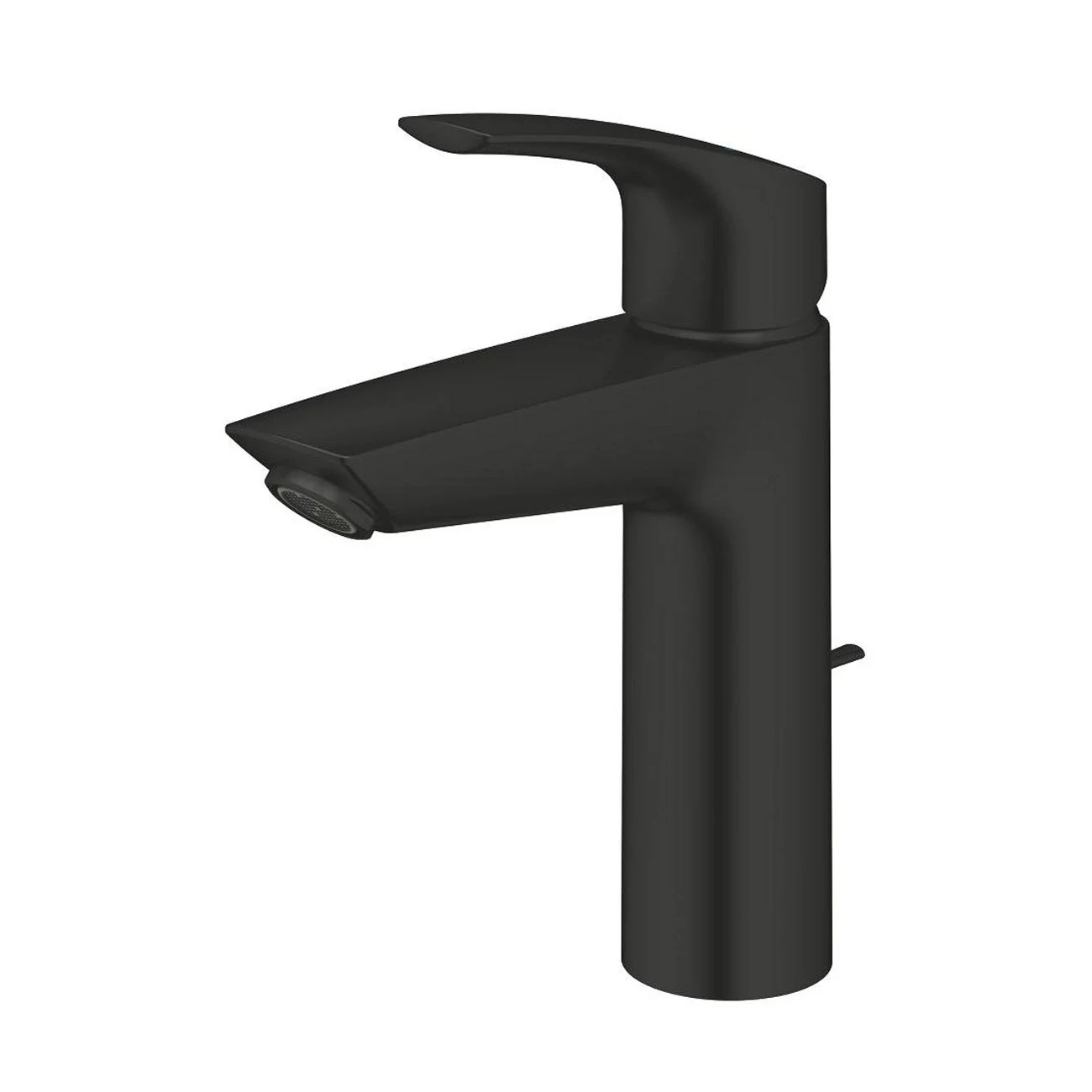 Czarna bateria umywalkowa widok z przodu, Grohe