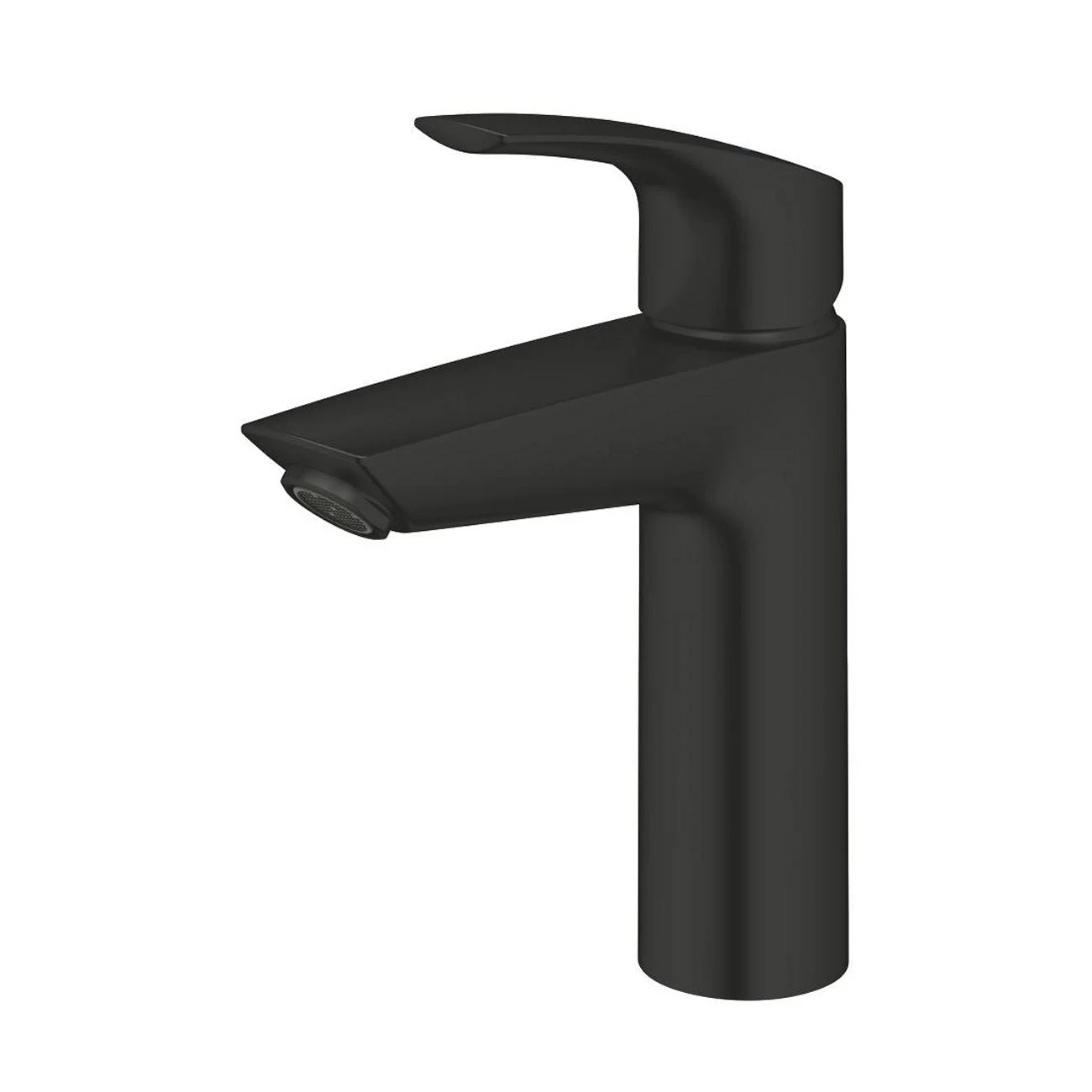 Czarna bateria umywalkowa widok z boku, Grohe