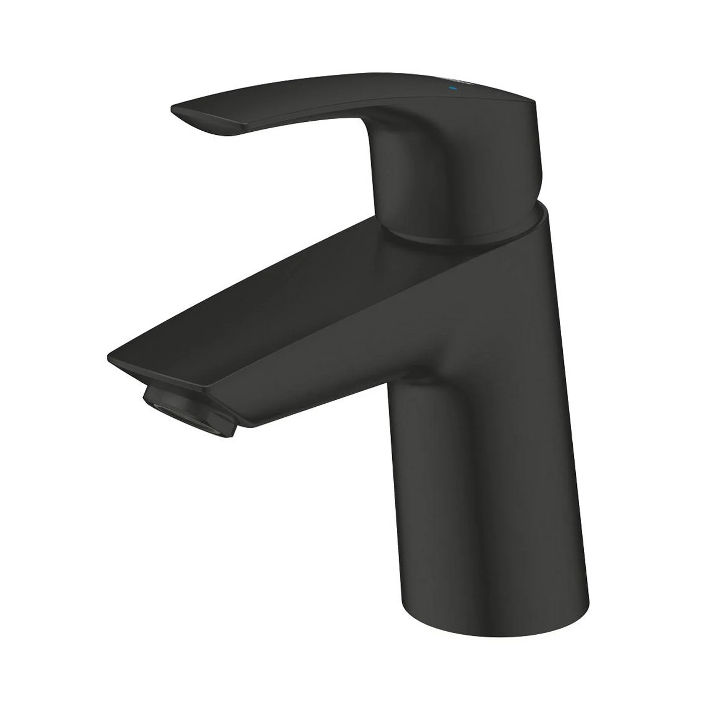 Czarna bateria umywalkowa widok z przodu, Grohe