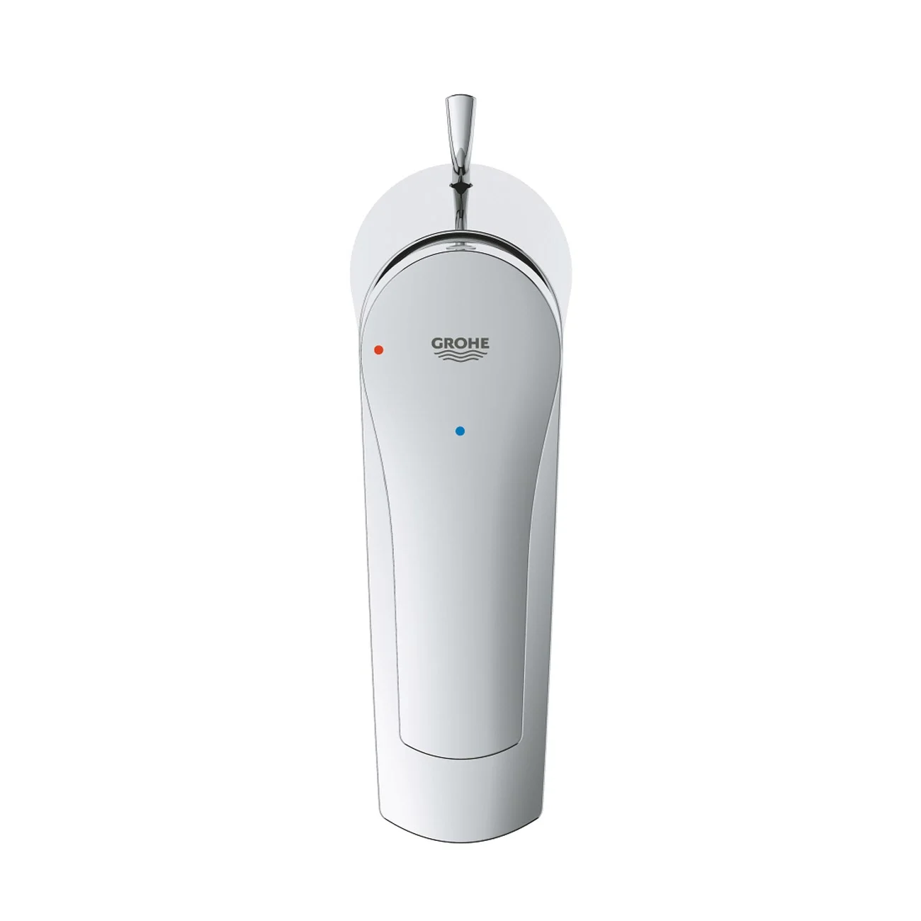 Chromowana bateria umywalkowa widok z przodu, Grohe
