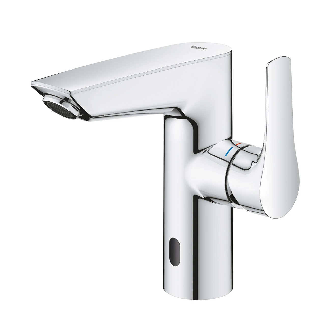 Widok z boku chromowanej baterii, Grohe