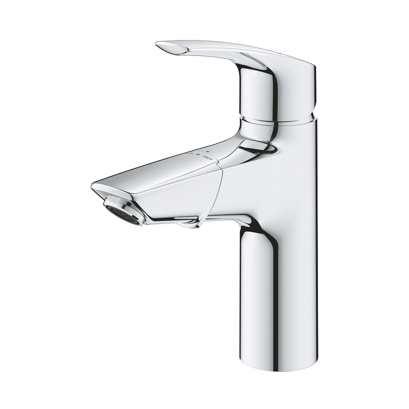 Widok z boku chromowanej baterii, Grohe