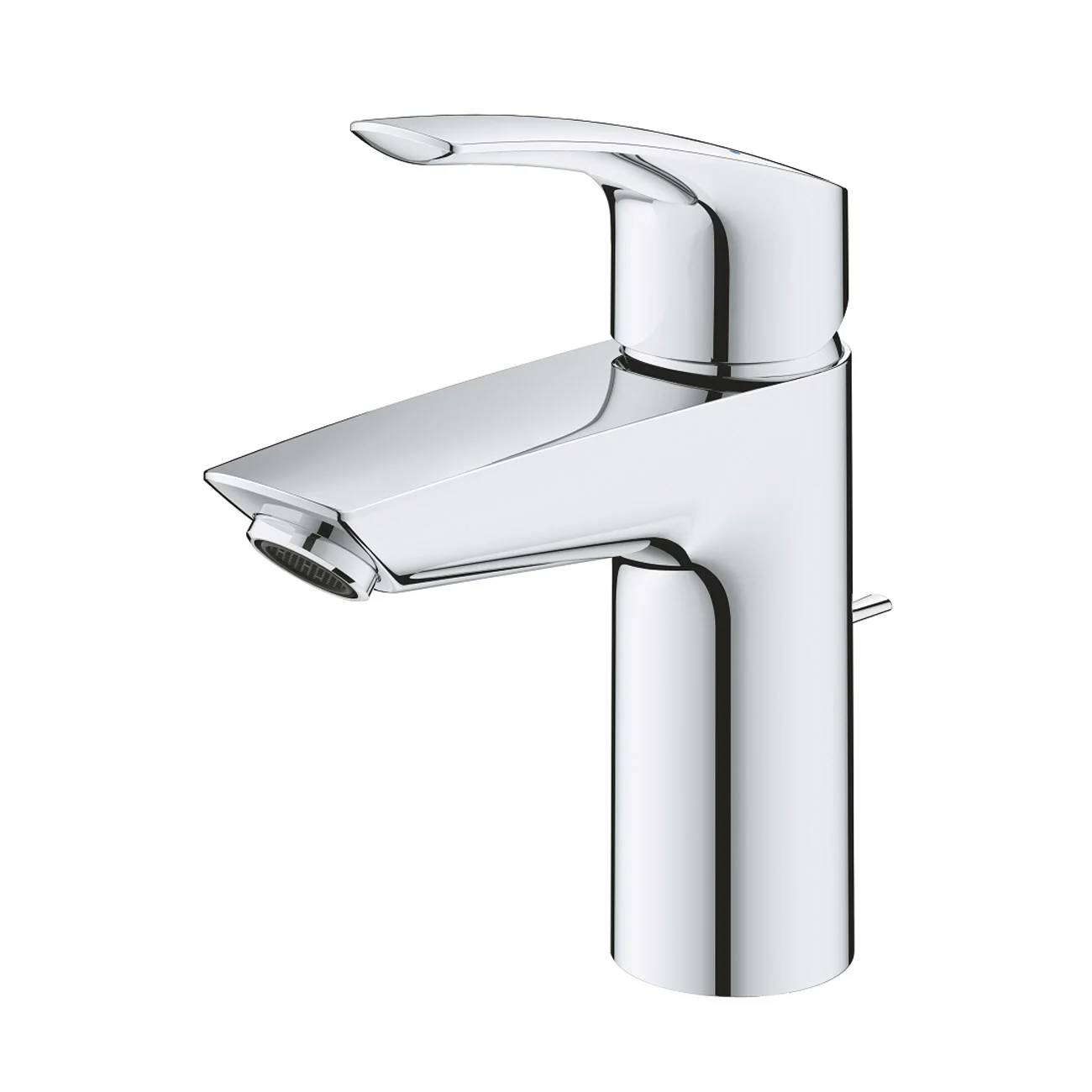 Chromowana bateria umywalkowa w widoku z boku, Grohe
