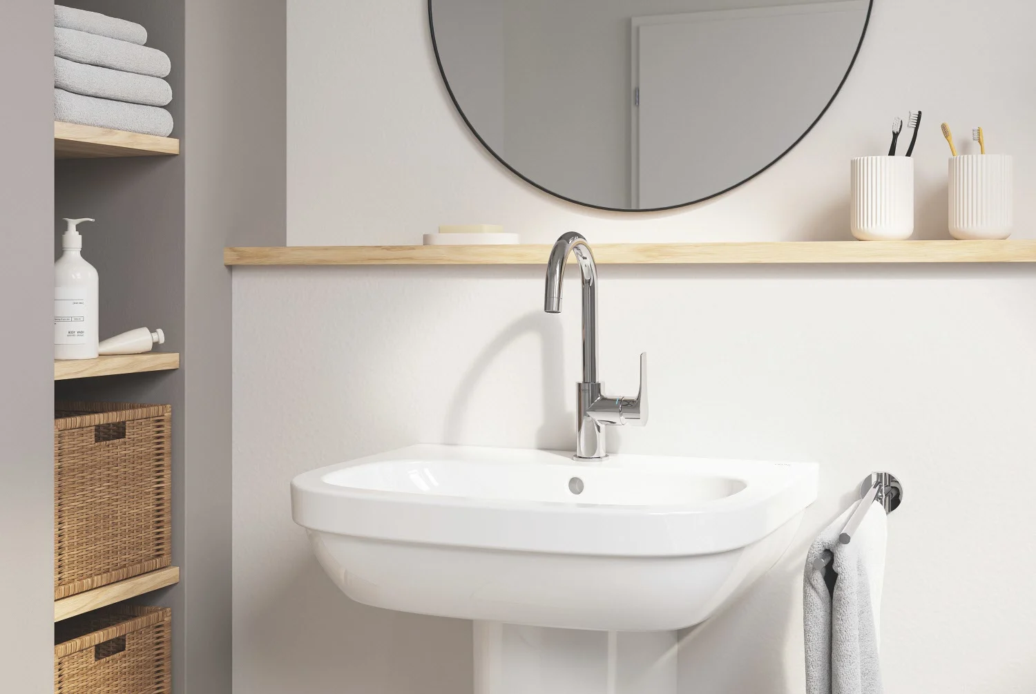 Bateria umywalkowa w nowoczesnej łazience, Grohe