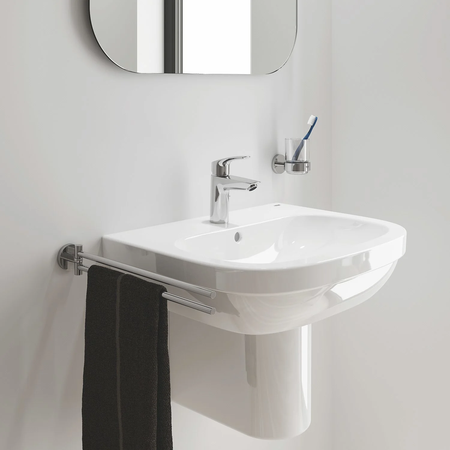 Bateria umywalkowa z lustrem w łazience, Grohe