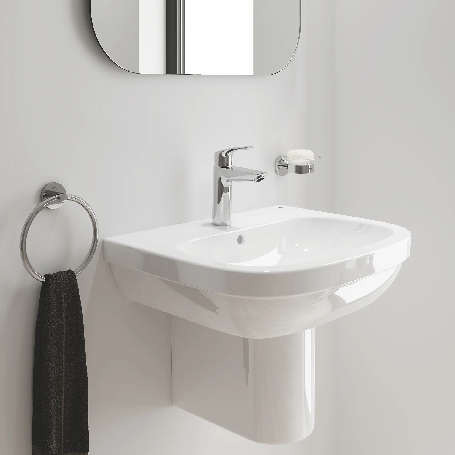 Umywalka z baterią i lustrem, Grohe