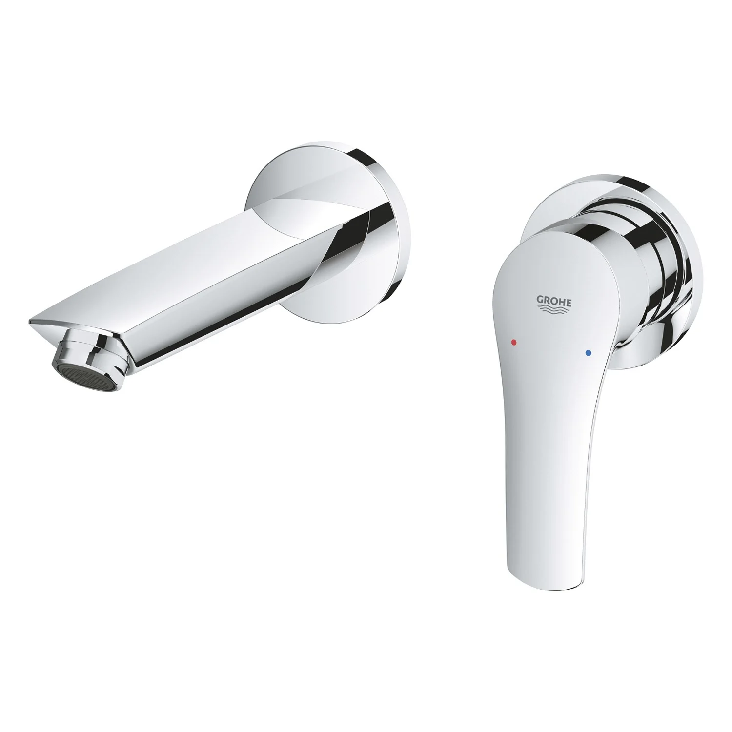 Chromowana bateria umywalkowa w widoku z boku, Grohe