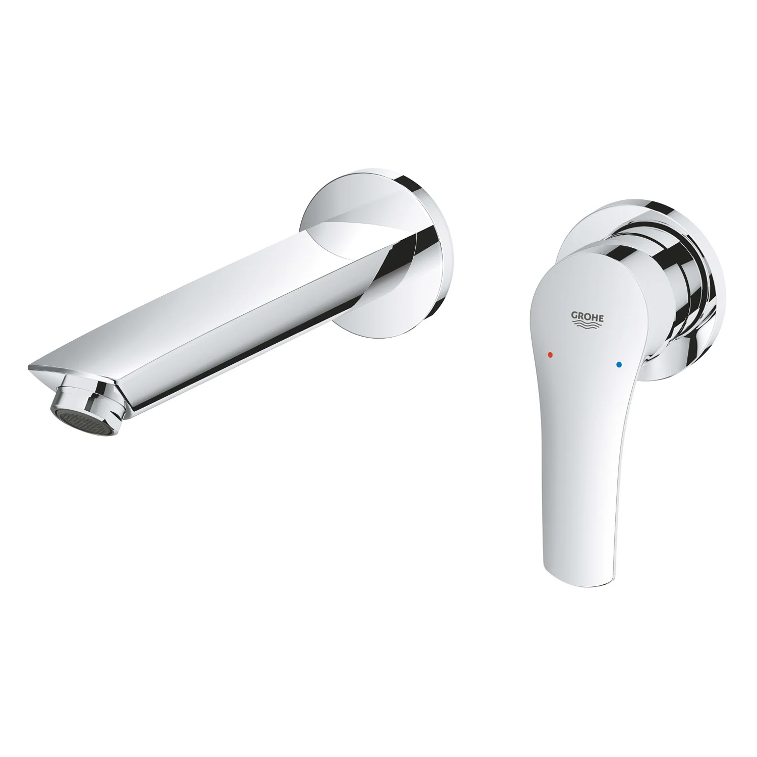 Chromowana bateria umywalkowa w widoku z boku, Grohe