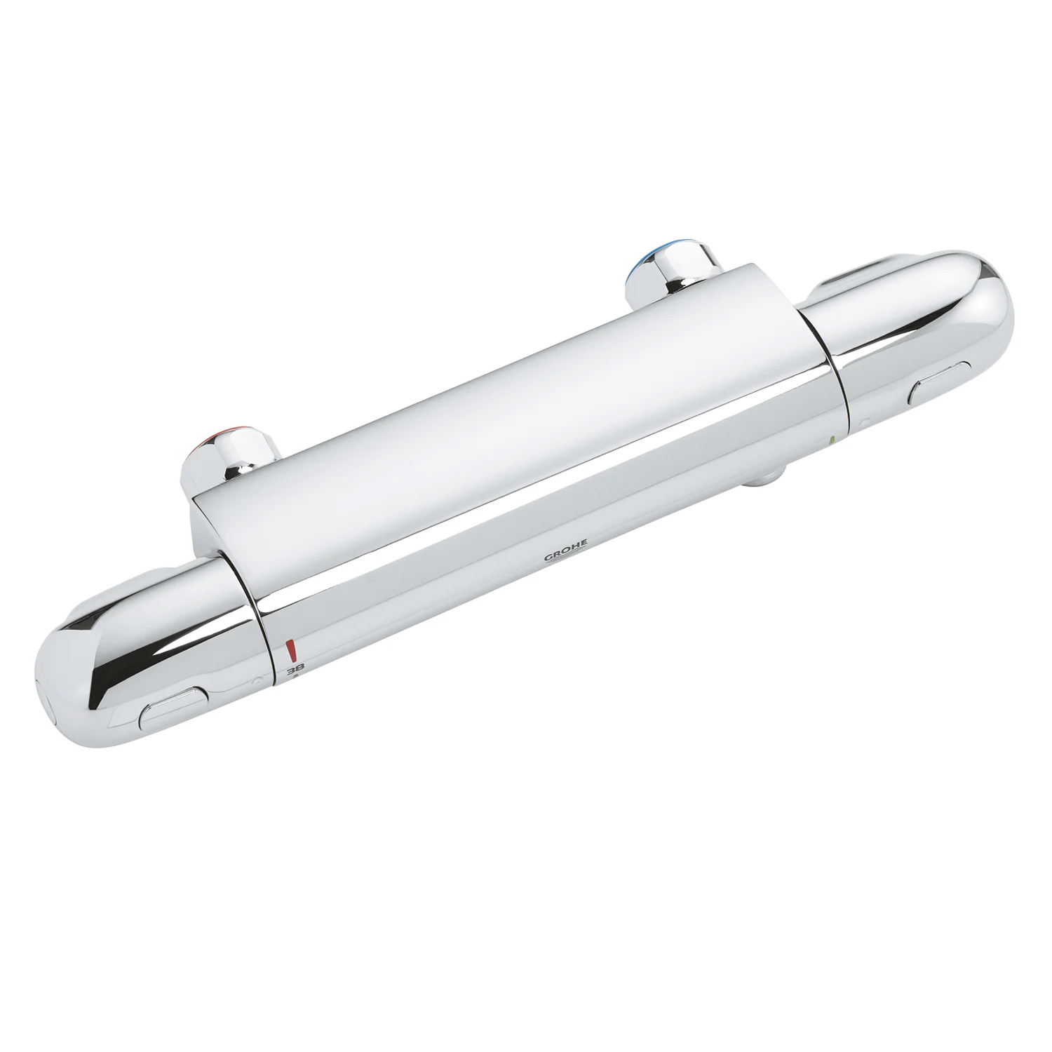 Bateria termostatyczna widok z przodu, chromowane wykończenie, Grohe