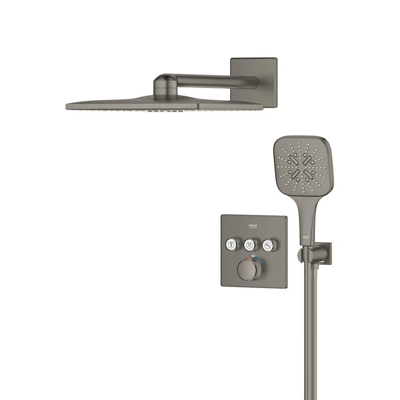 System prysznicowy w szarym widoku z przodu, Grohe
