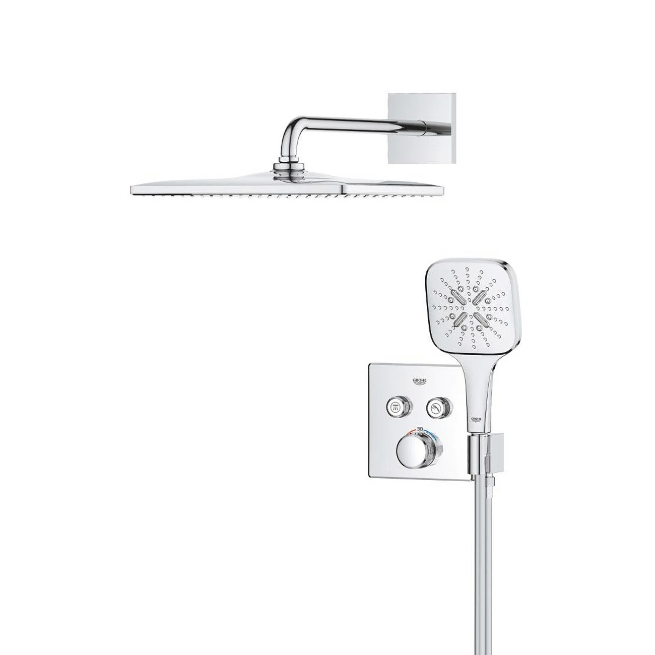 System prysznicowy w chromie, widok z przodu, Grohe