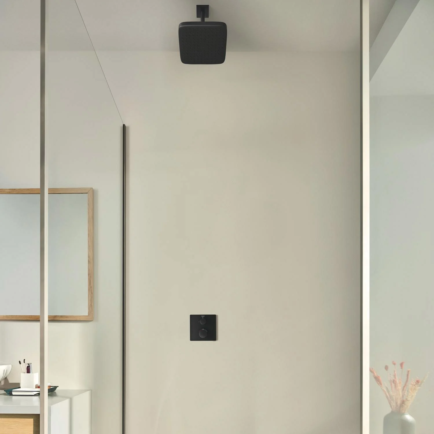 Prysznic z kwadratową głowicą i termostatem, Grohe